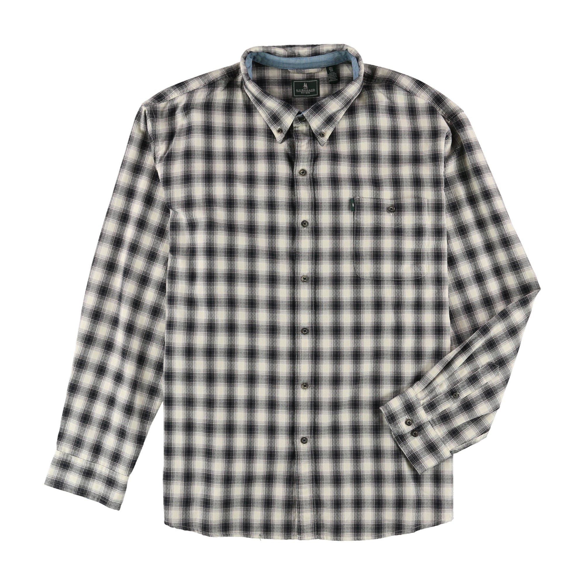 G.H. Bass & Co. Mens Plaid Button Up Shirt, Beige, Small