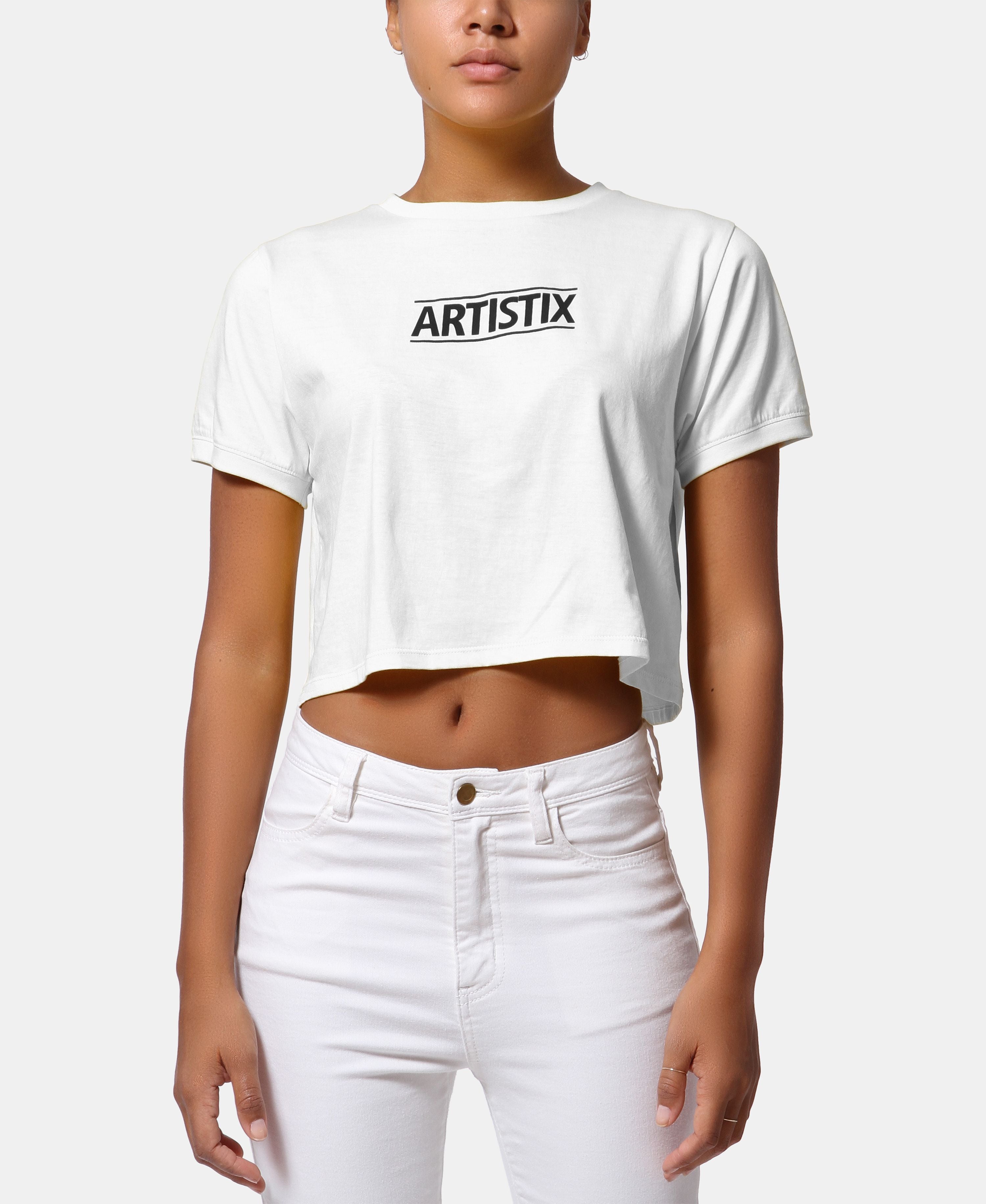 Artistix Cotton Logo Graphic Cropped Top White M