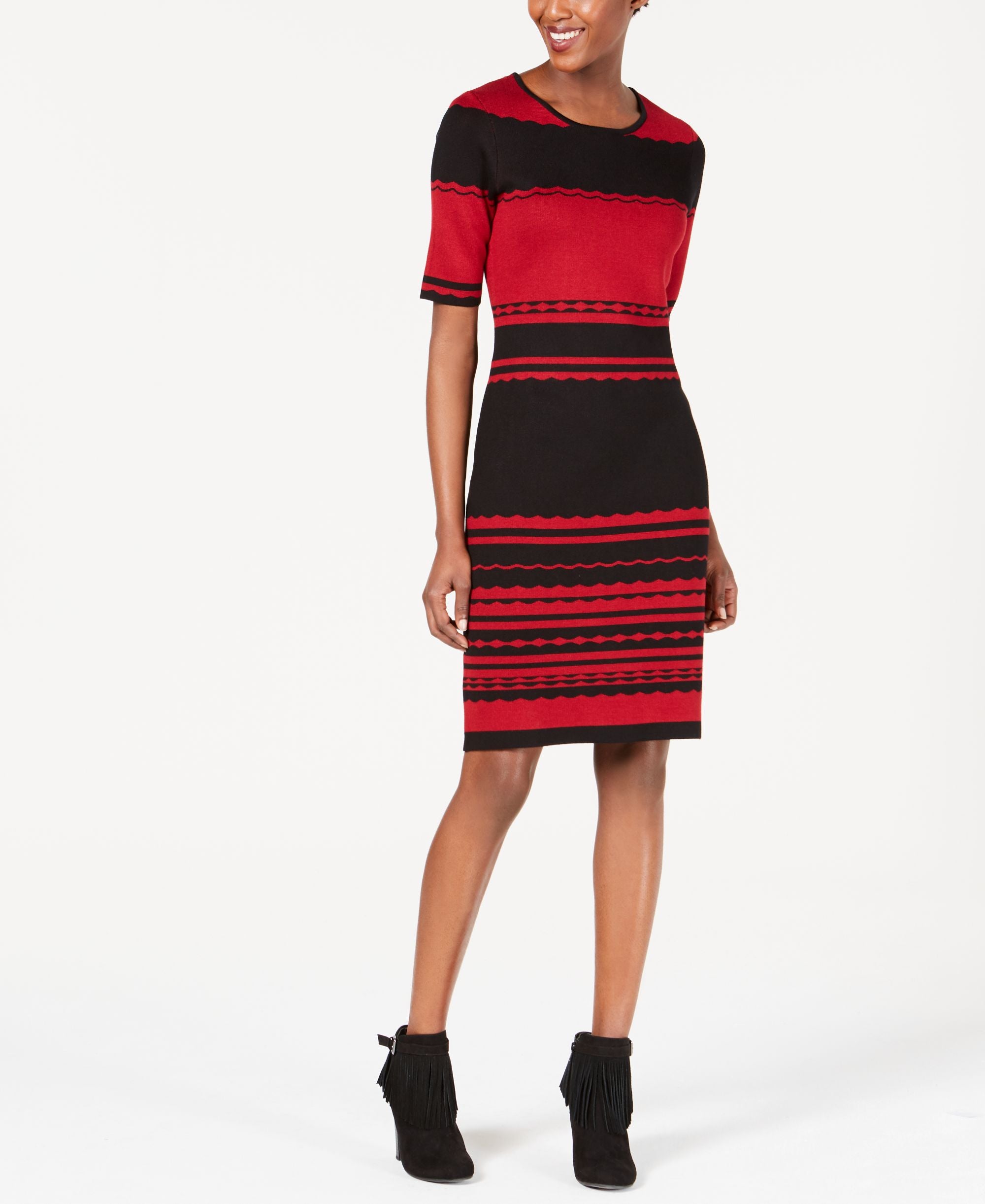 NY Collection Petite Striped Sweater Dress