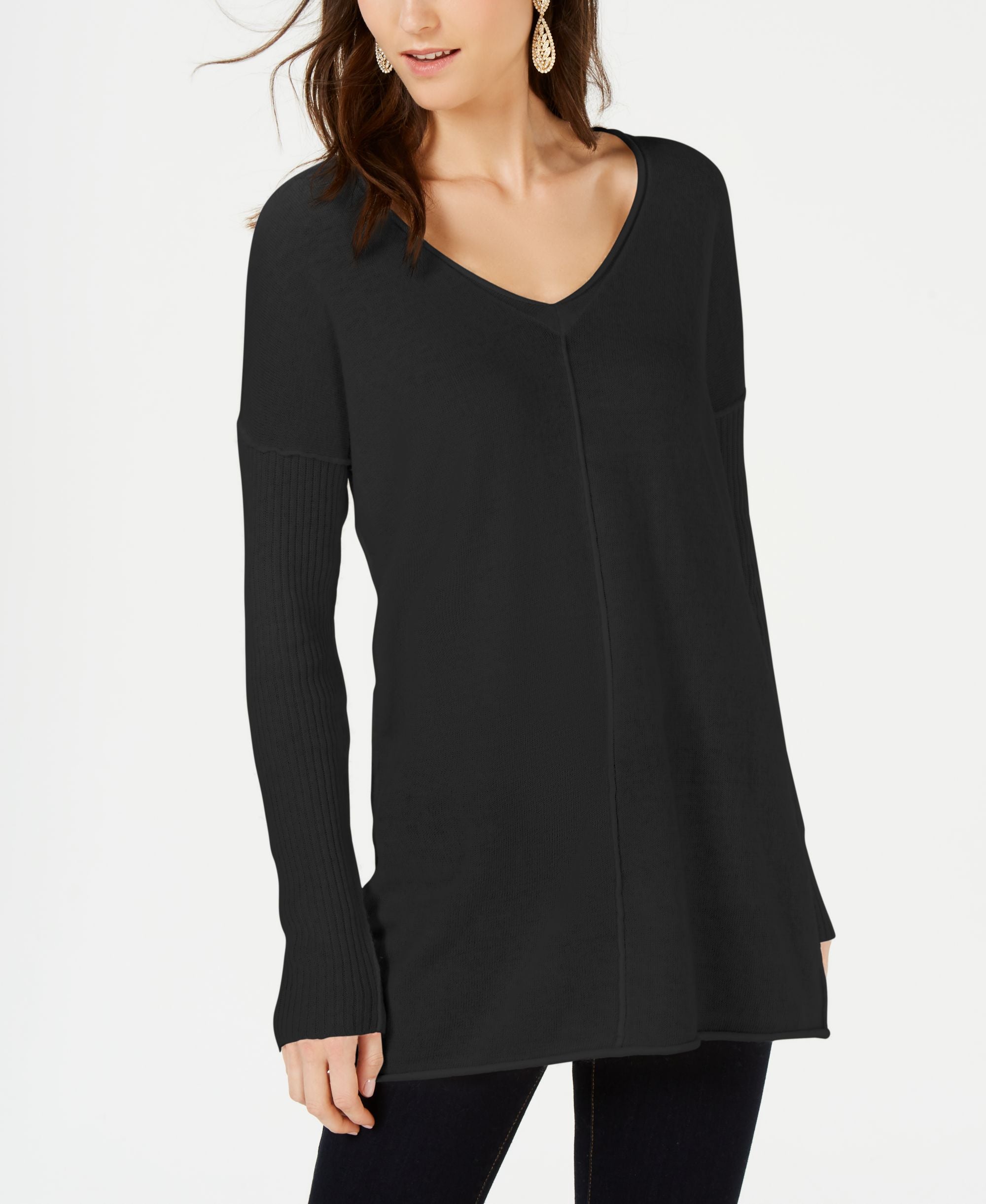 Ribbed Long Sleeve Tunic Sweater