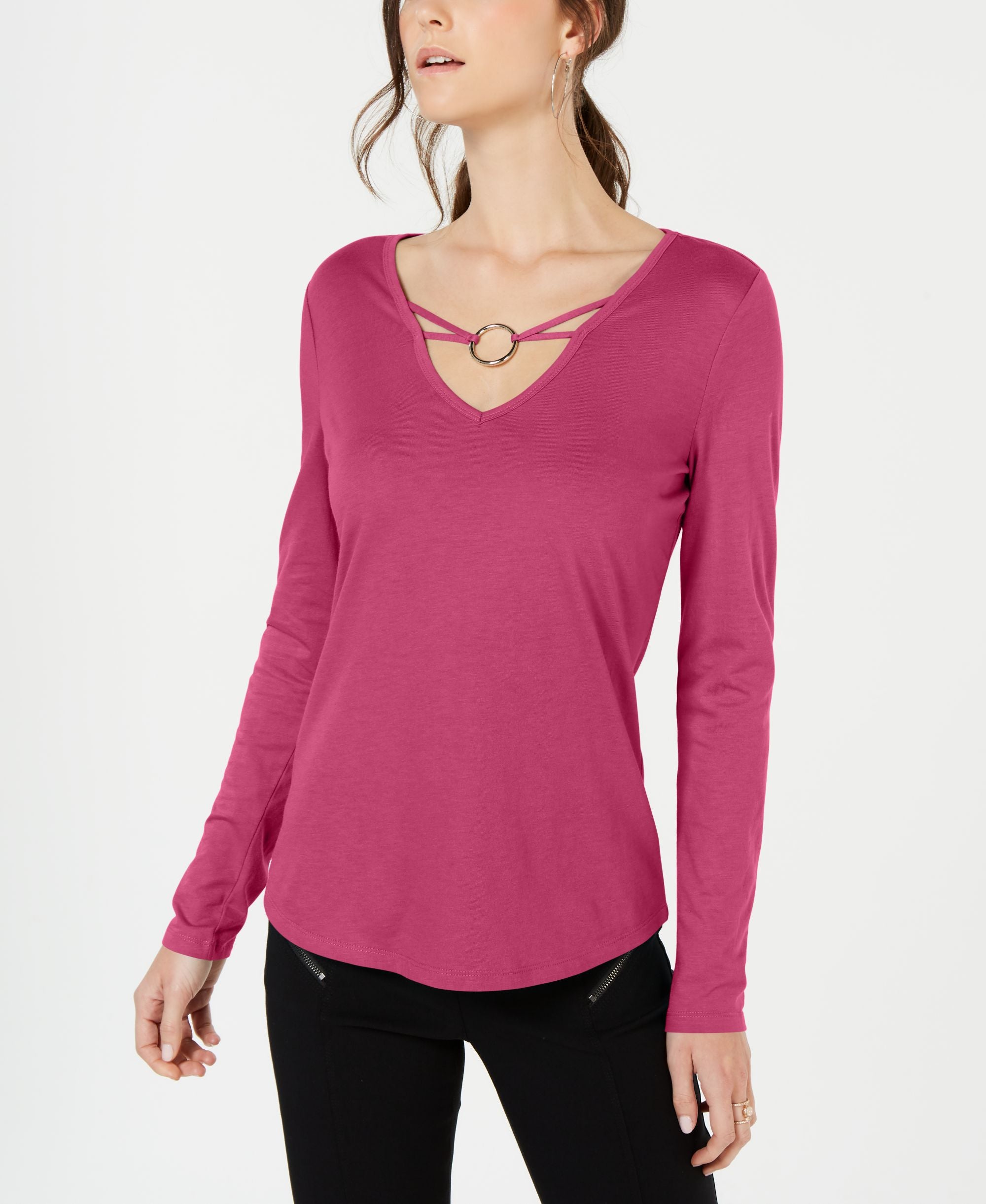 INC Embellished V-Neck Top