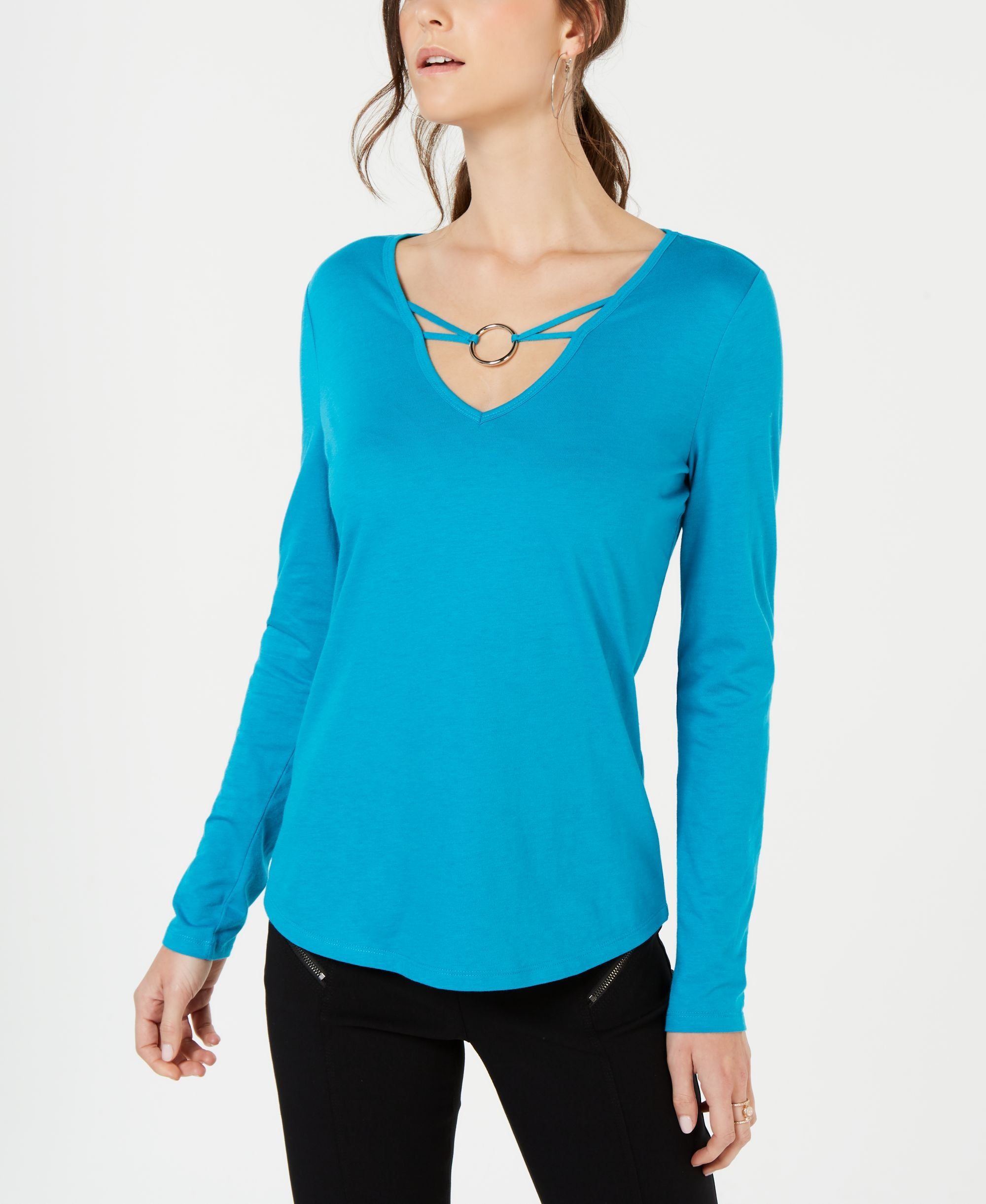 INC Embellished V-Neck Top