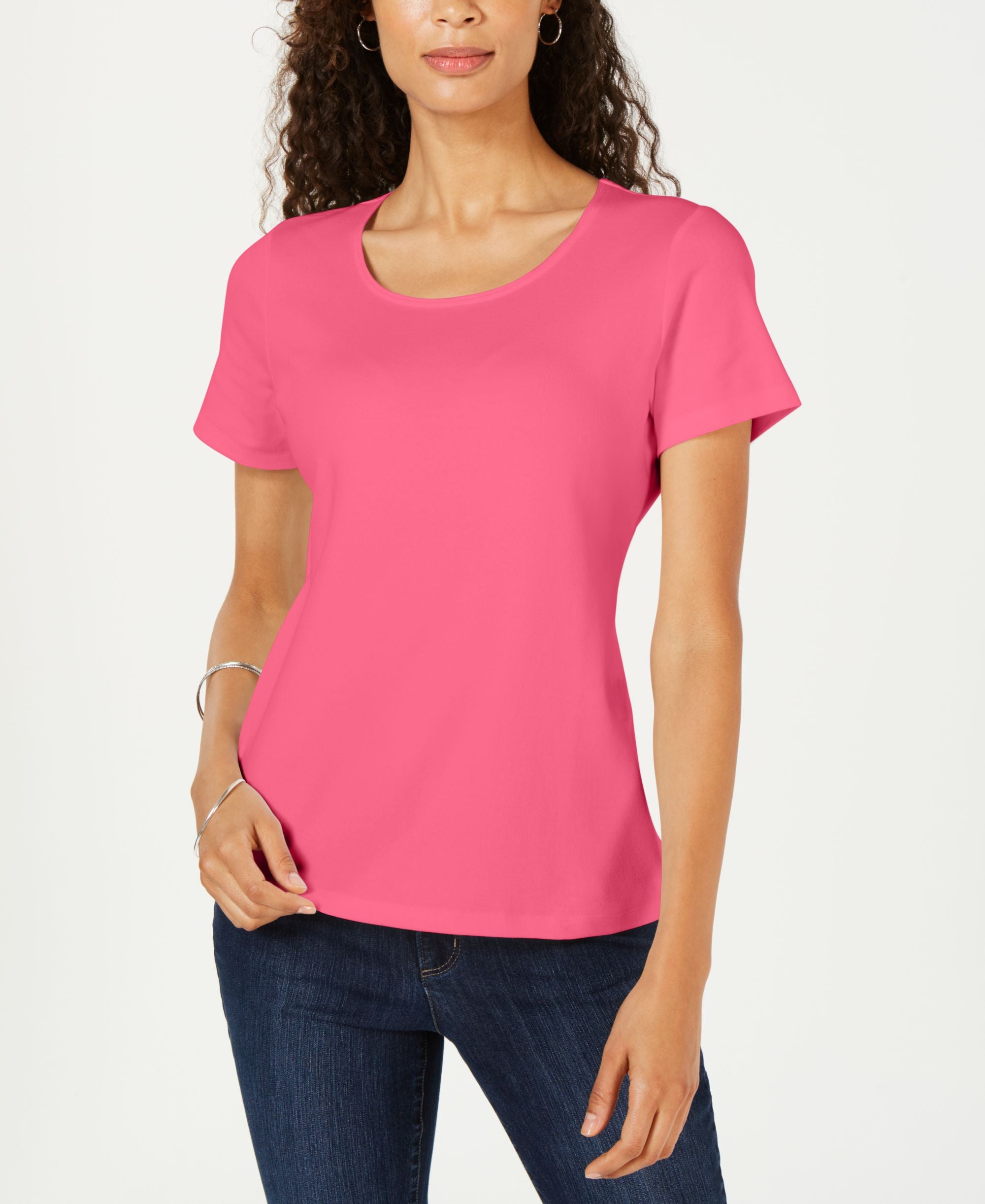 Petite Cotton Scoop-Neck Top