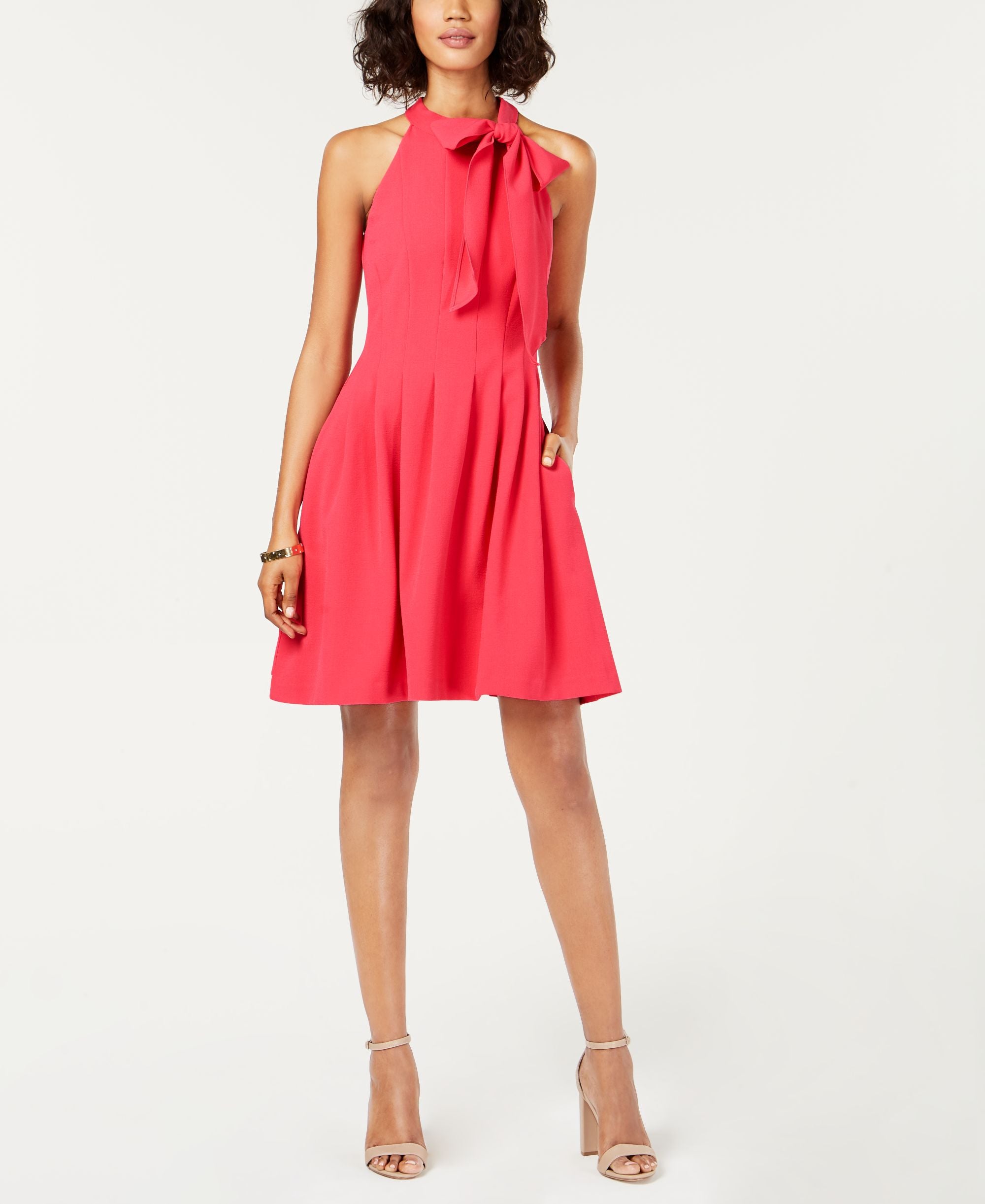 Vince Camuto Bow Neck Fit Flare Dress