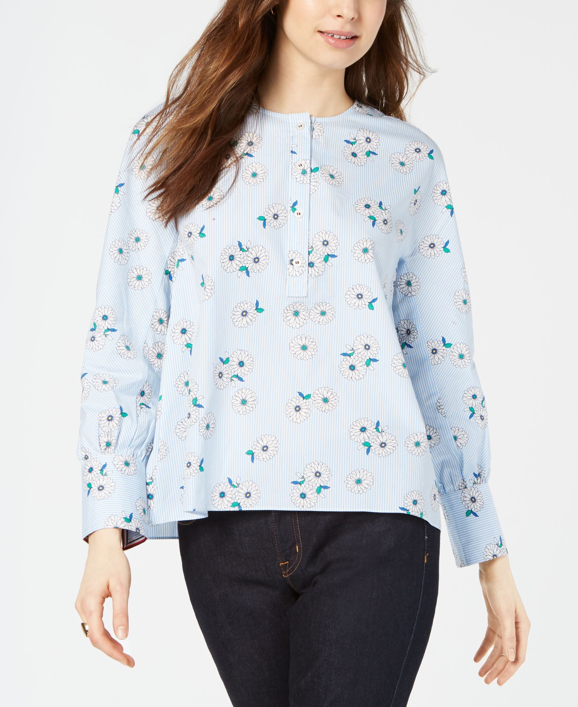 Tommy Hilfiger Cotton Floral Print Popover Shirt