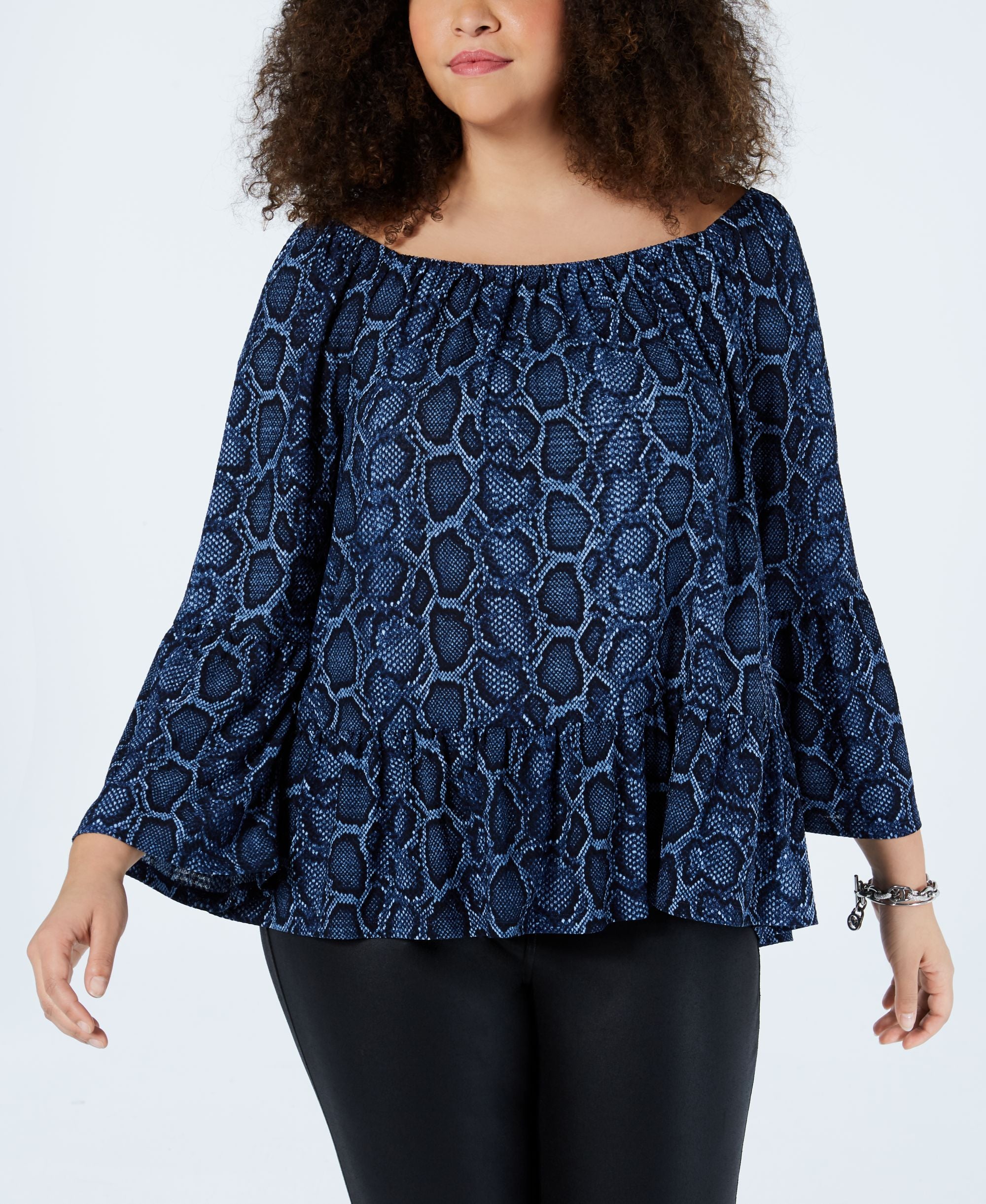Michael Michael Kors Plus Size Snake Print Peasant Top