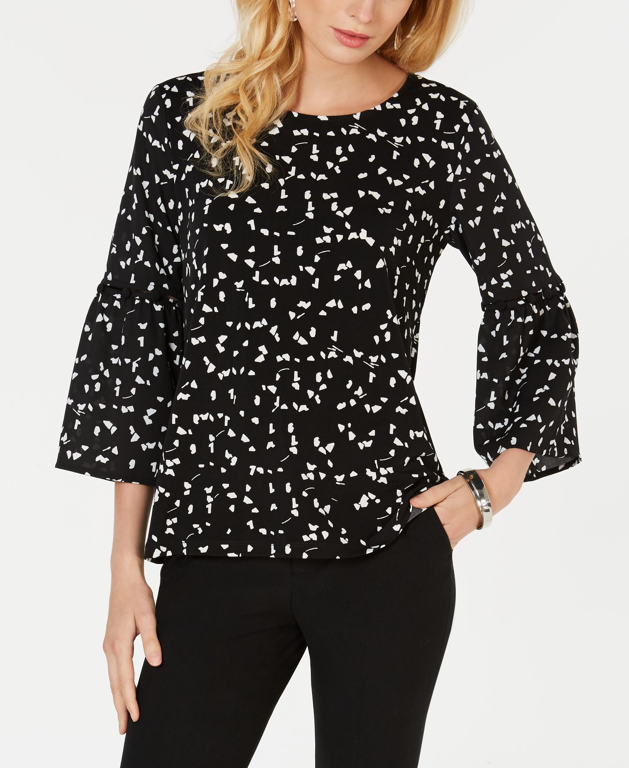 Printed Bell-Sleeve Top