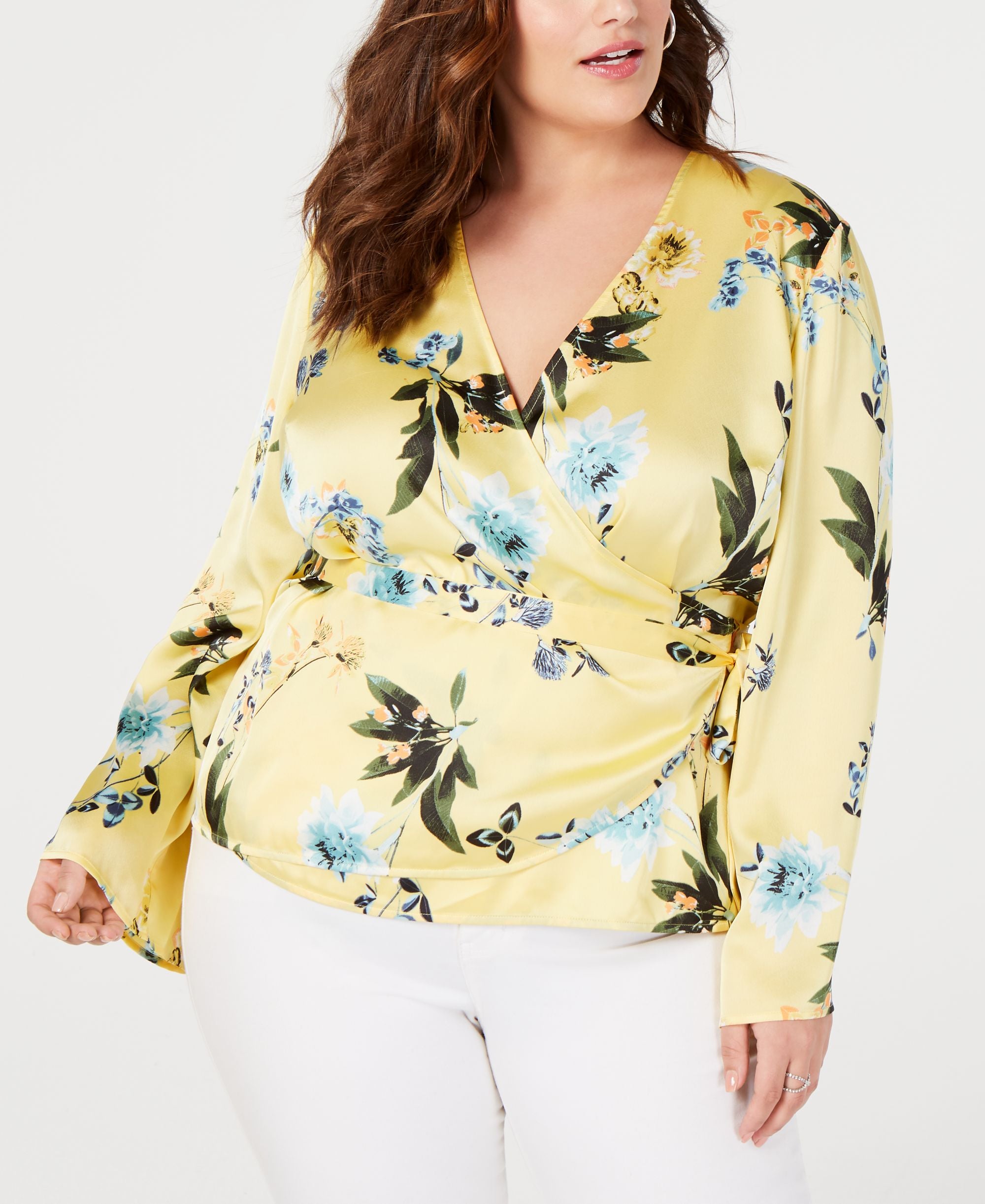 Plus Size Floral Wrap Top