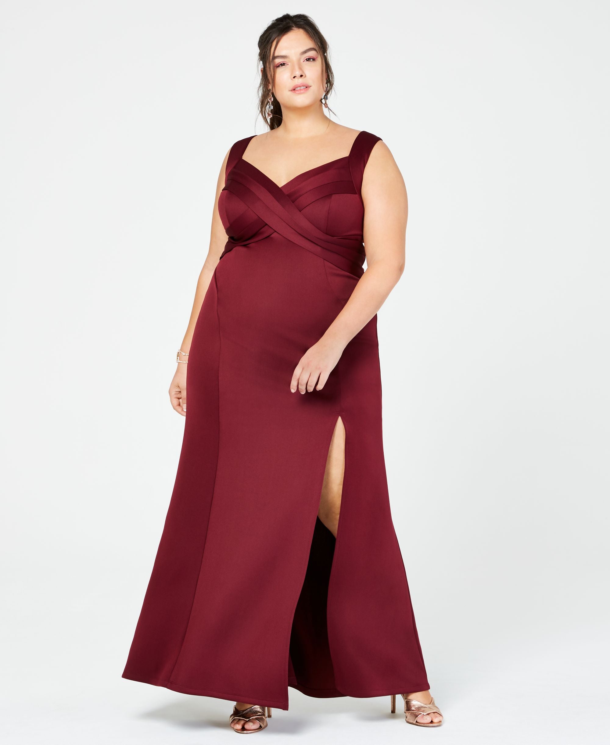 Emerald Sundae Trendy Plus Size Crossover Scuba Gown
