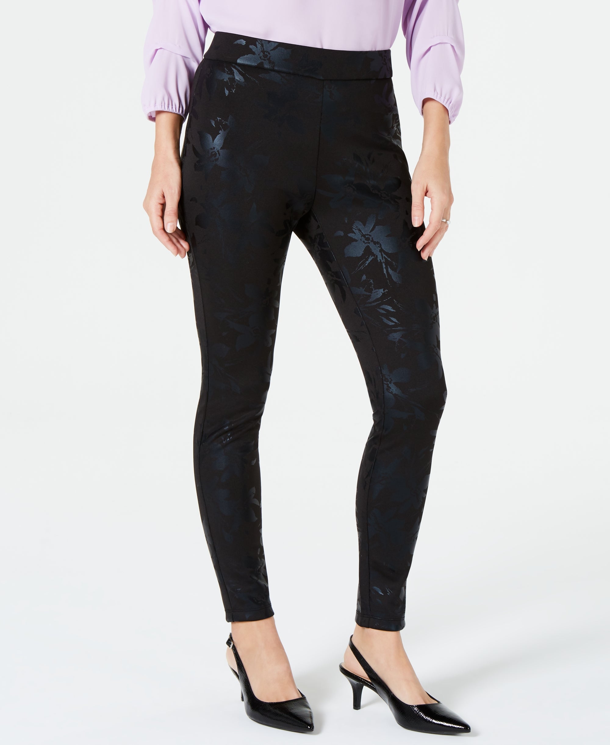 Metallic Floral Leggings