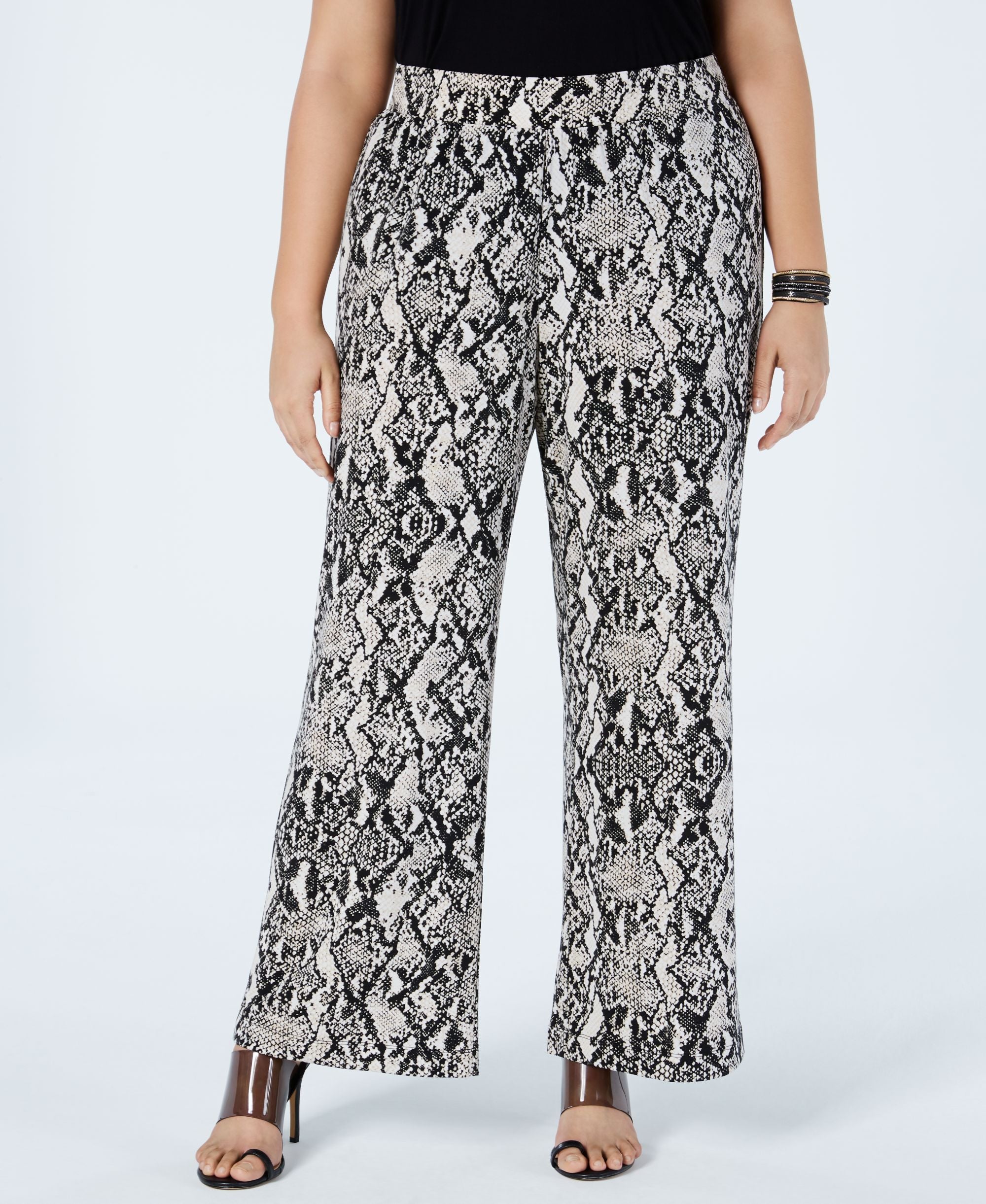I.N.C. Plus Size Snake-Print Wide-Leg Pants