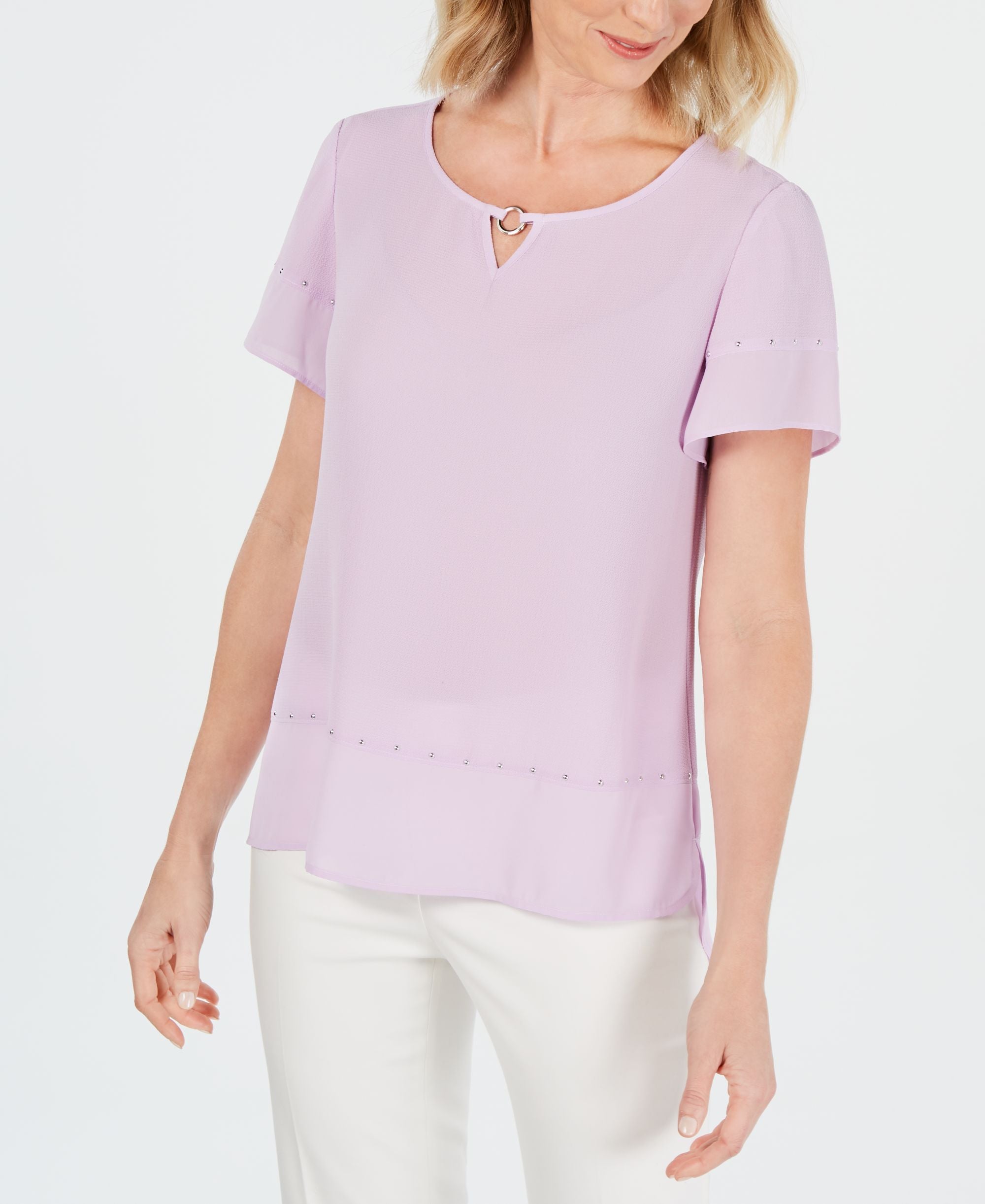 JM Collection Studded High Low Top