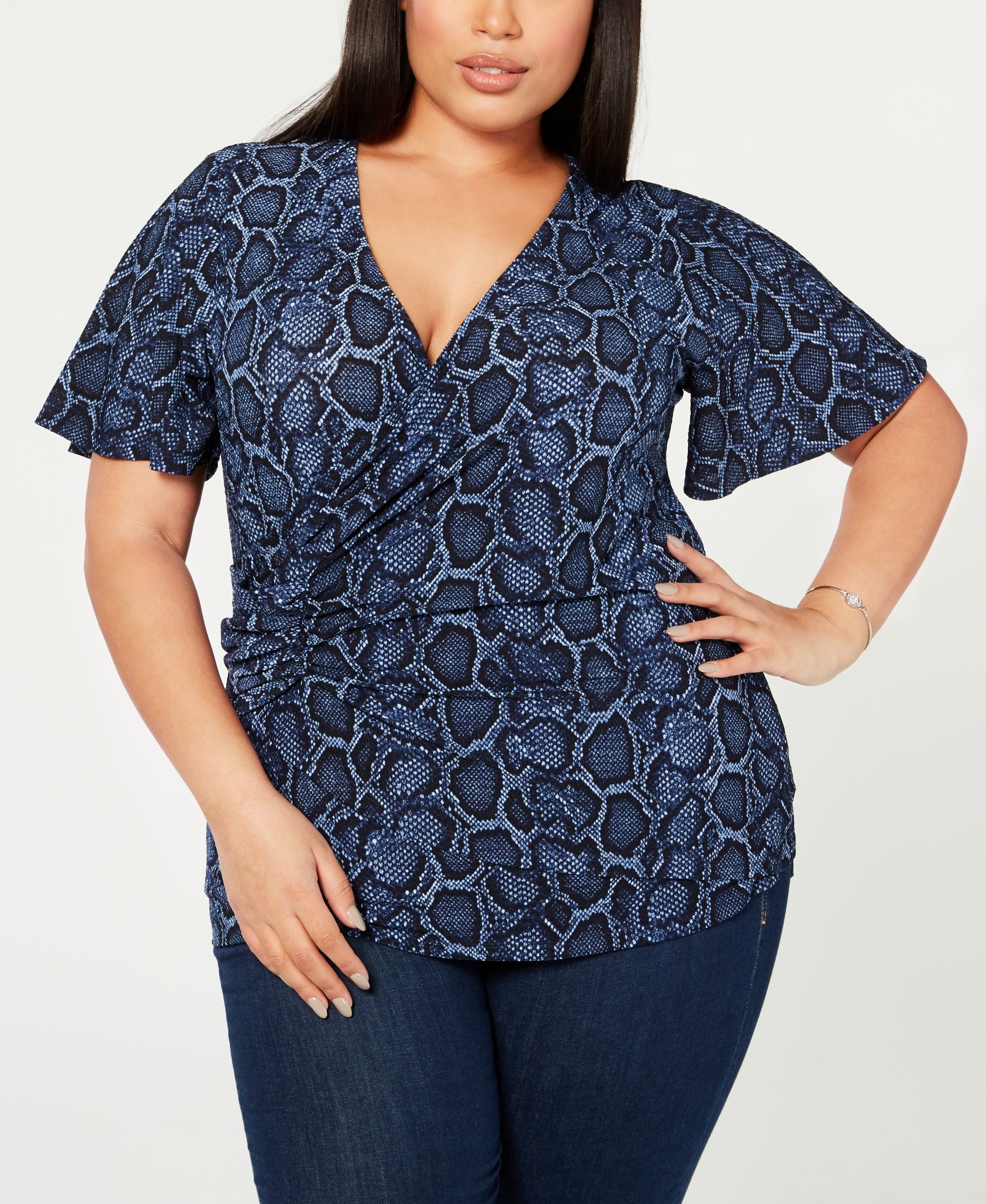Michael Michael Kors Plus Size Twisted Snake Embossed Top