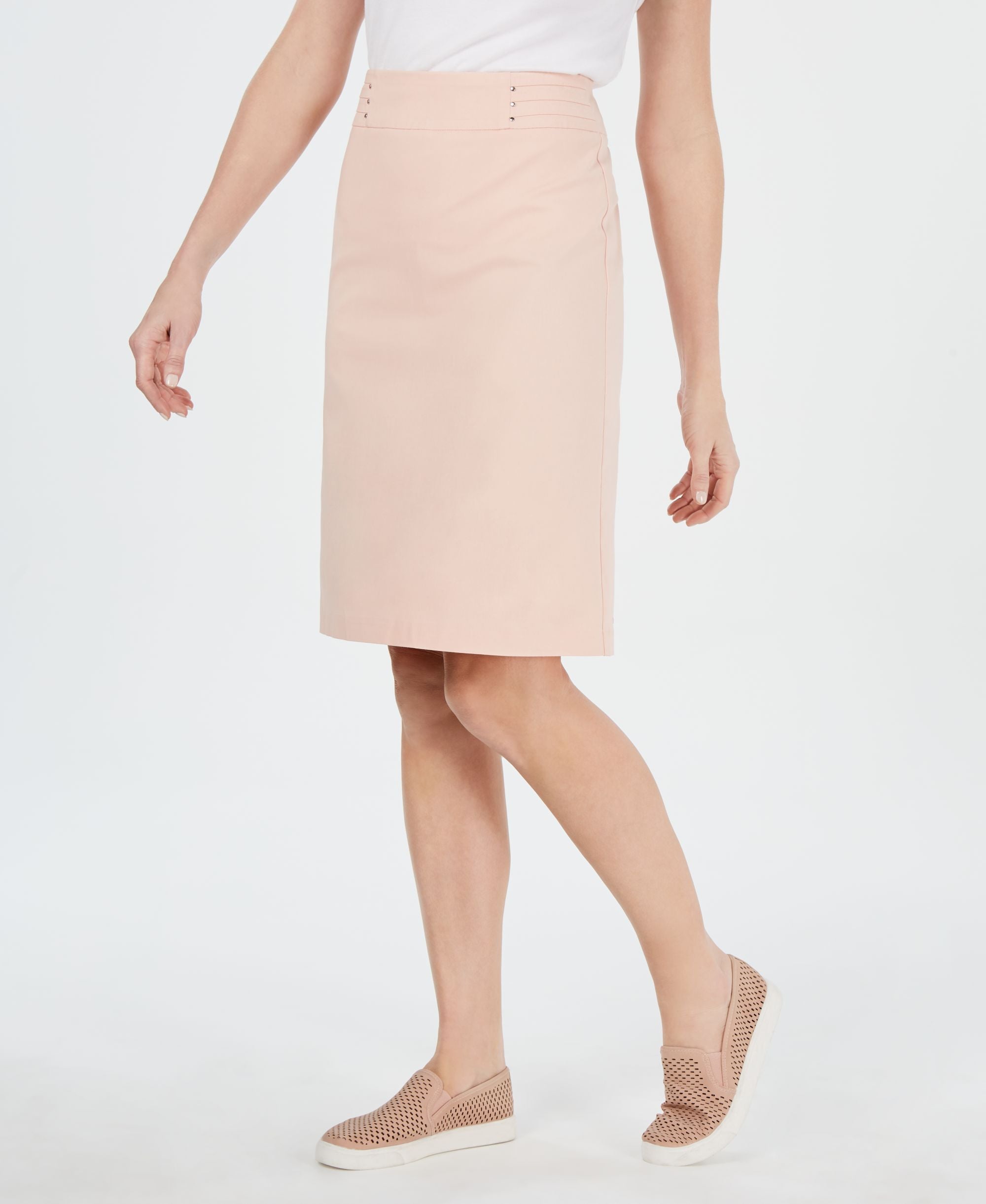 Rivet-Waist A-Line Skirt