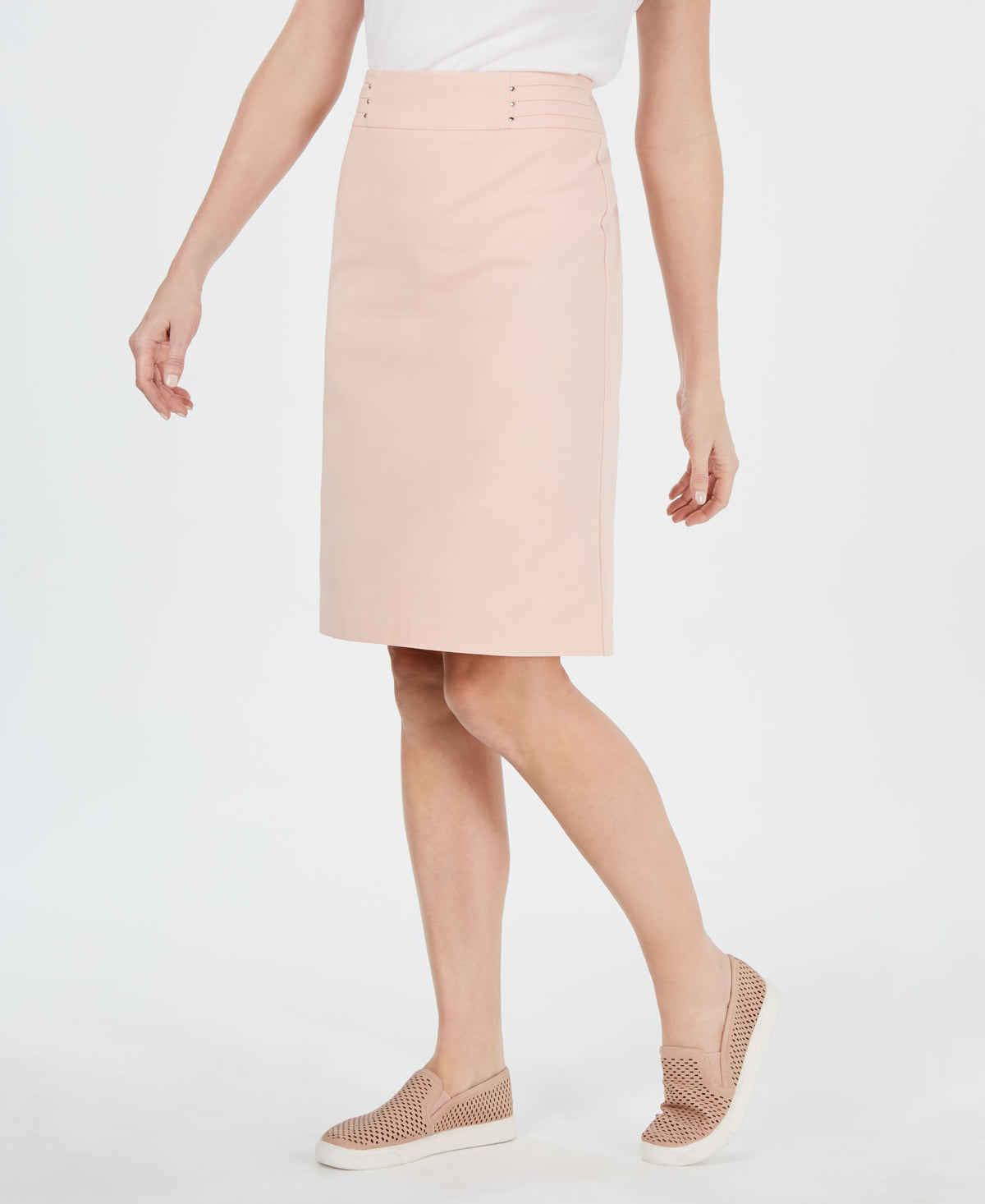 Rivet-Waist A-Line Skirt