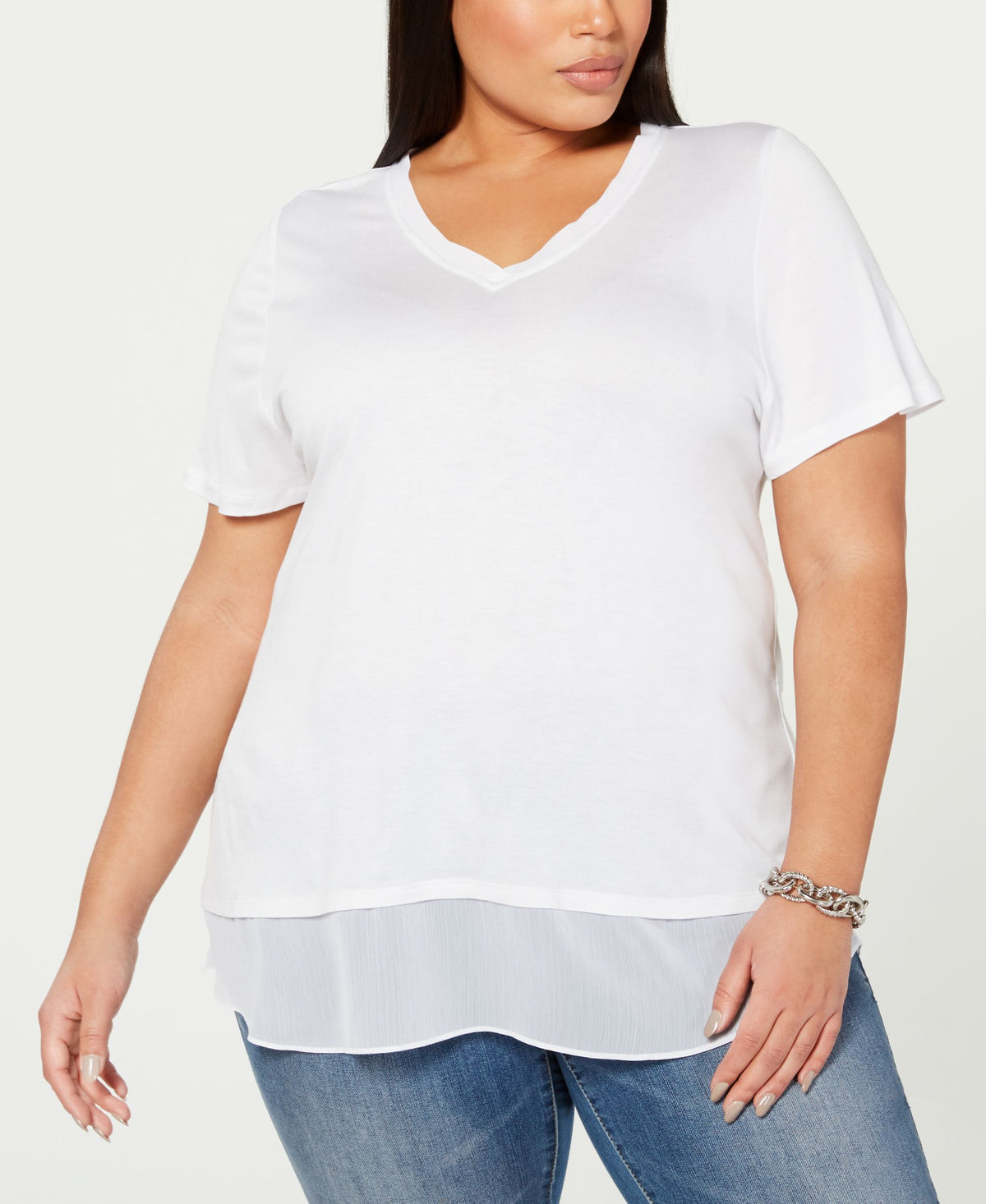 Plus Size Short Sleeve V Neck Tunic