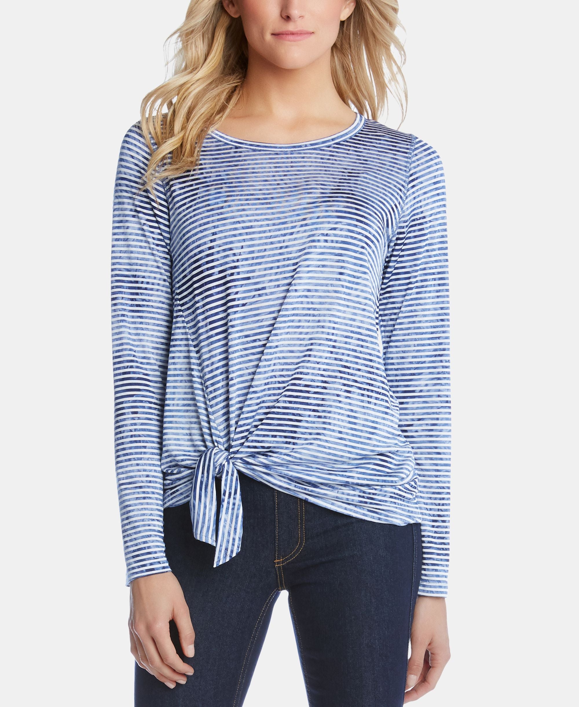 Karen Kane Tie Front Striped Top