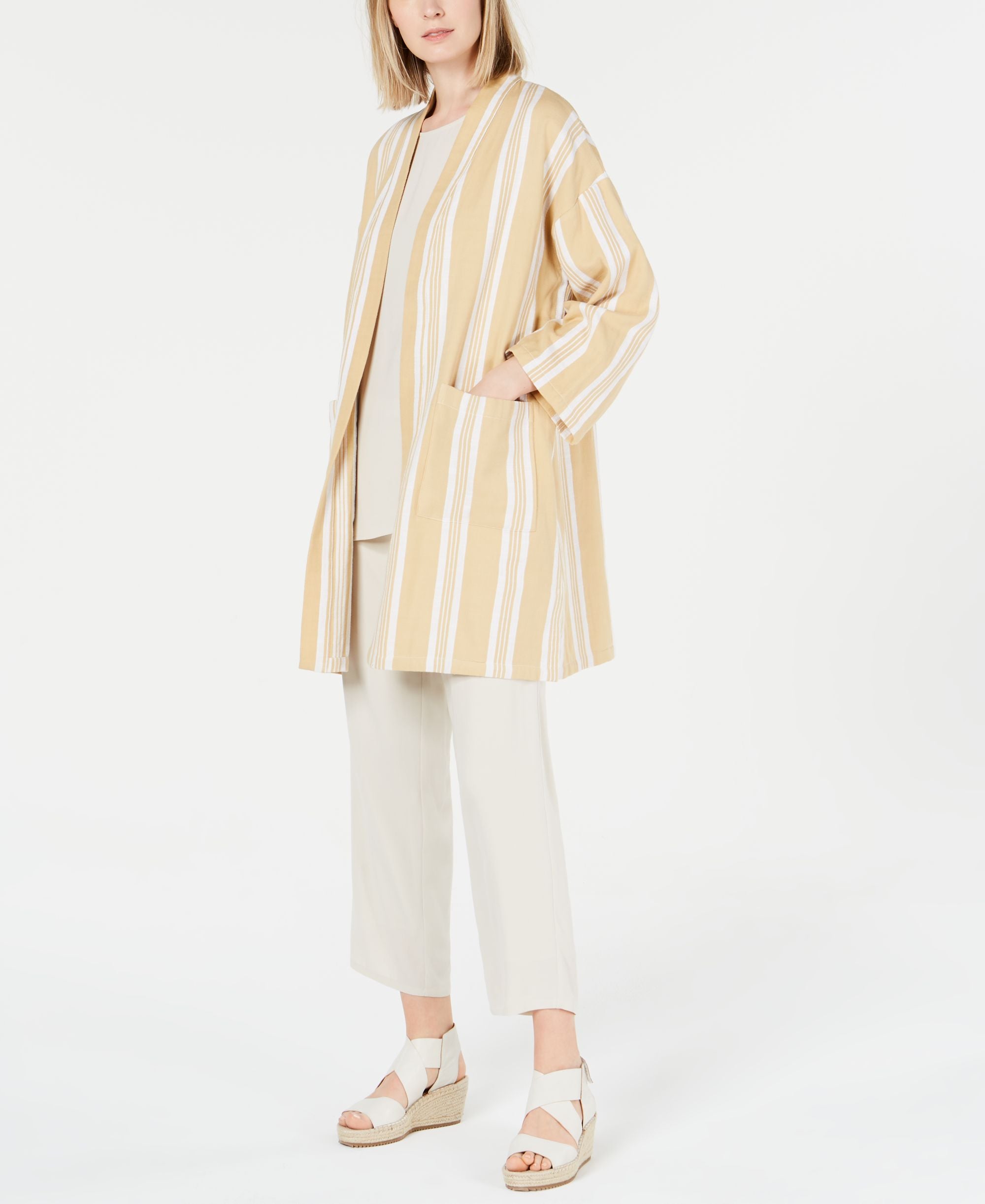 Eileen Fisher Organic Cotton Striped Kimono
