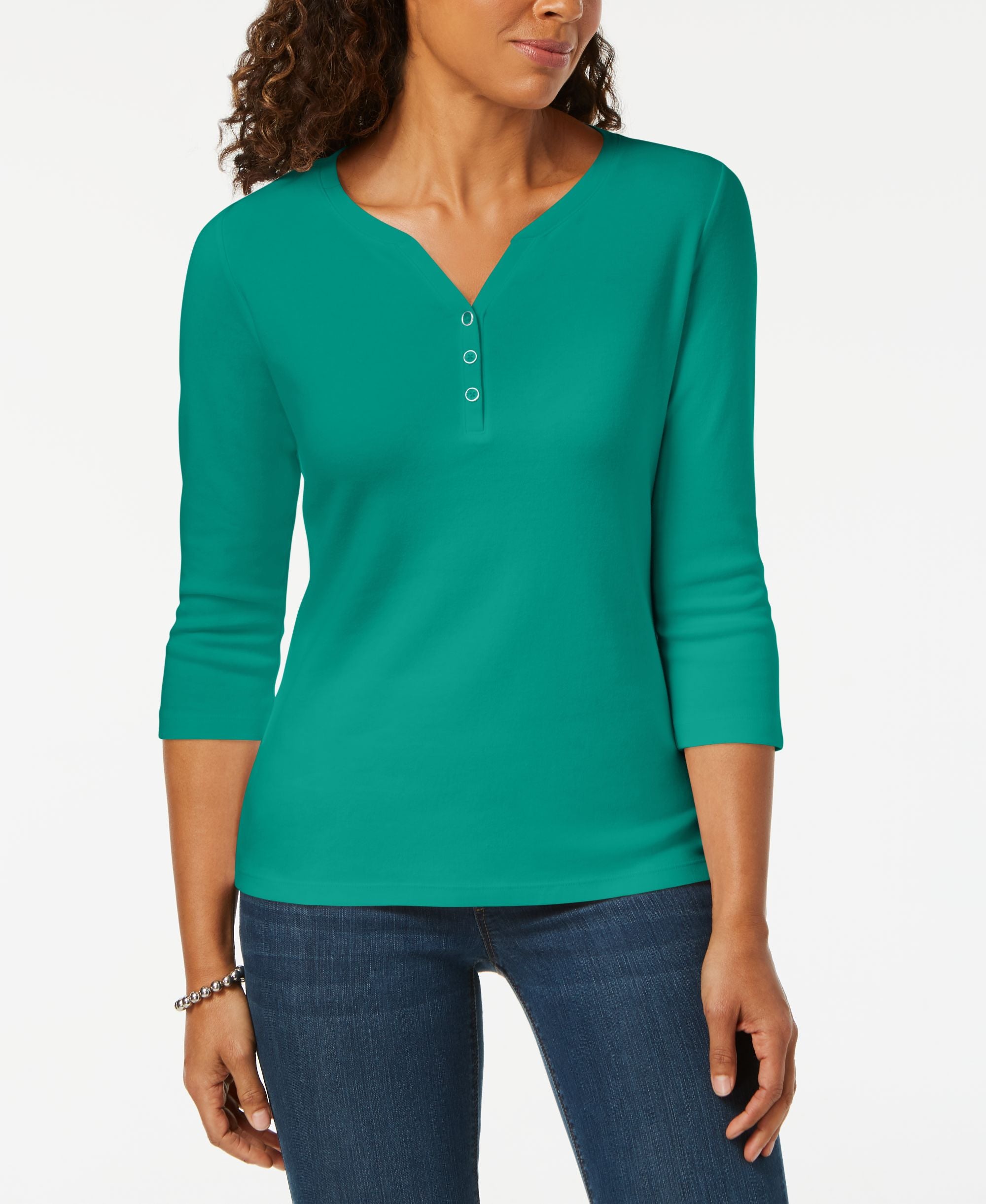Karen Scott Cotton Henley Top