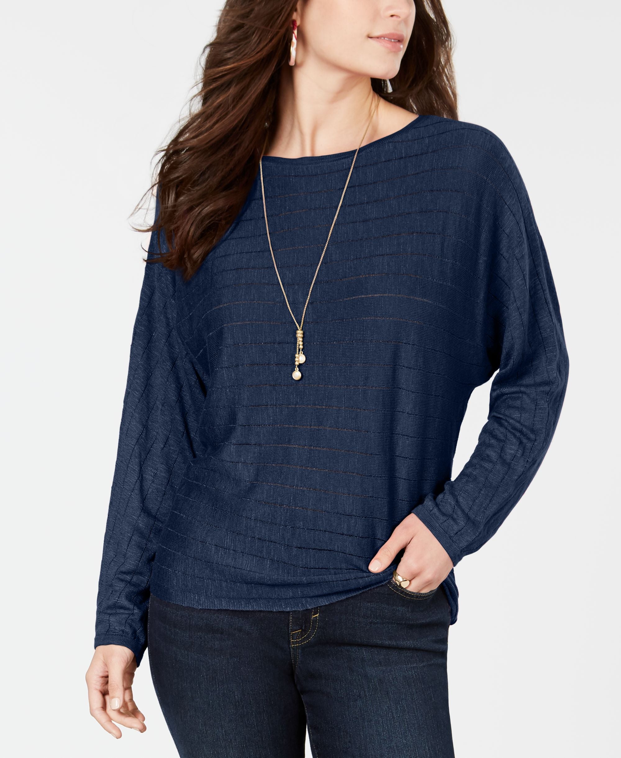 Boat-Neck Dolman-Sleeve Sweater