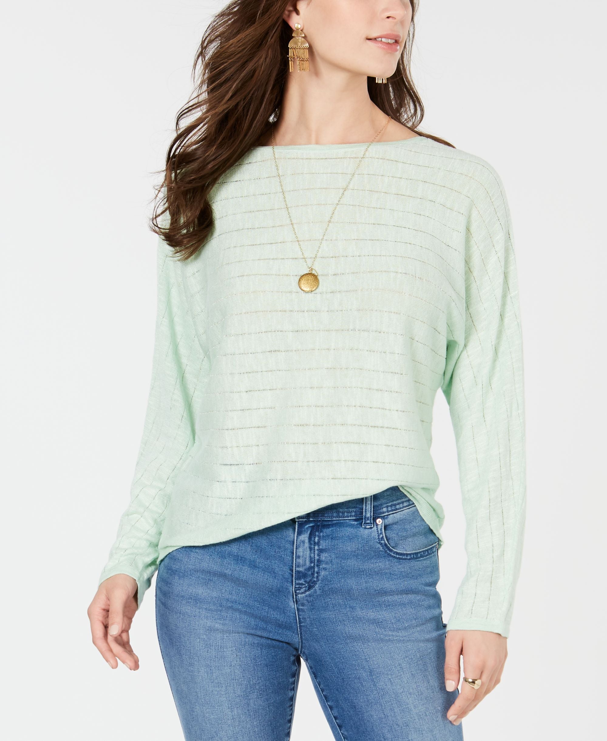 Boat-Neck Dolman-Sleeve Sweater