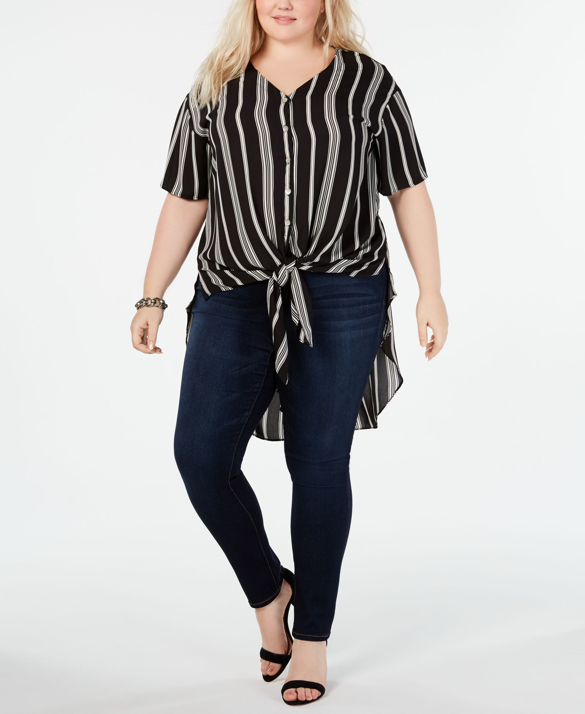 NY Collection Plus Size Striped High Low Top