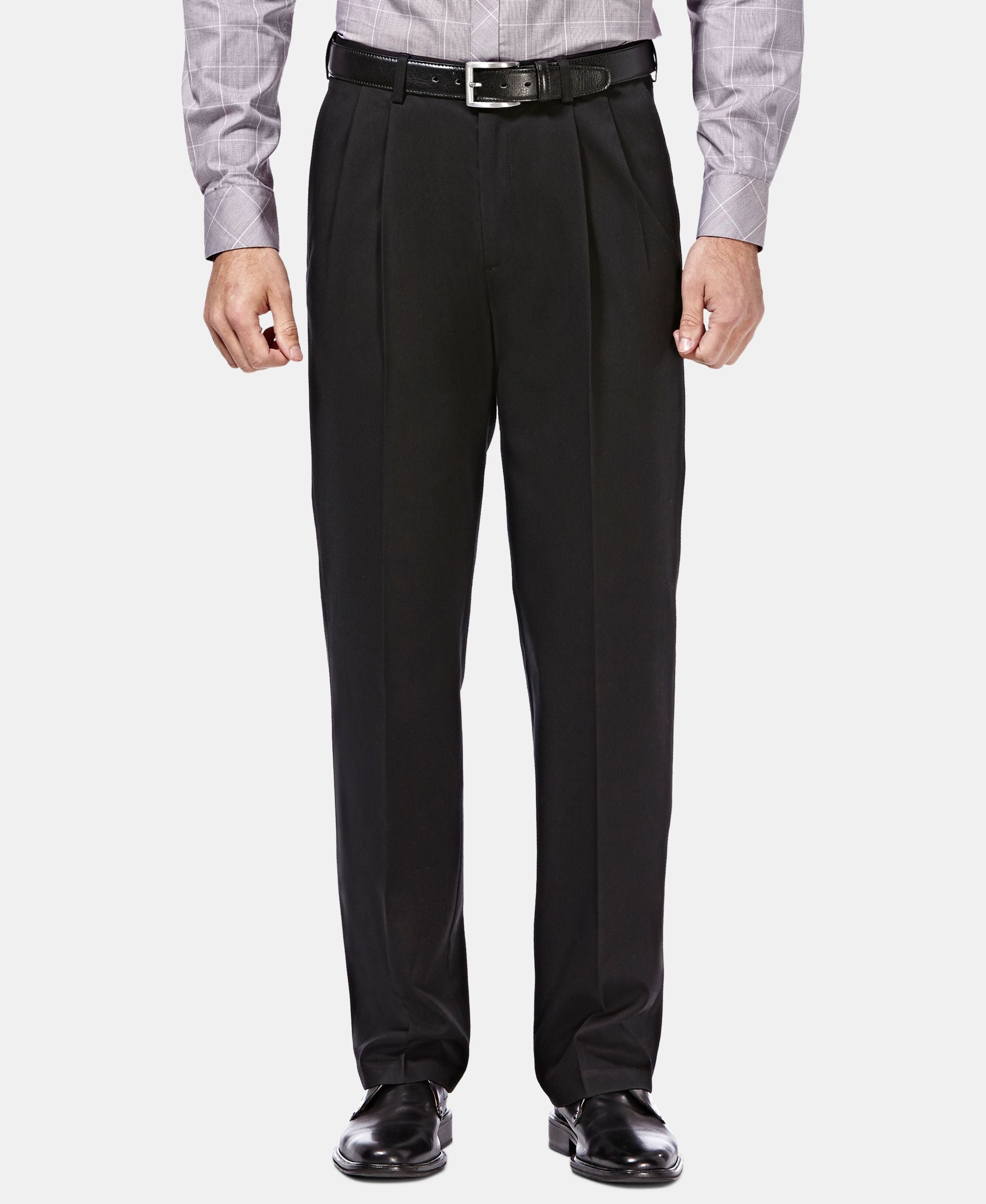 Men's Premium No Iron Khaki Classic Fit Pleat Hidden Expandable Waist Pants
