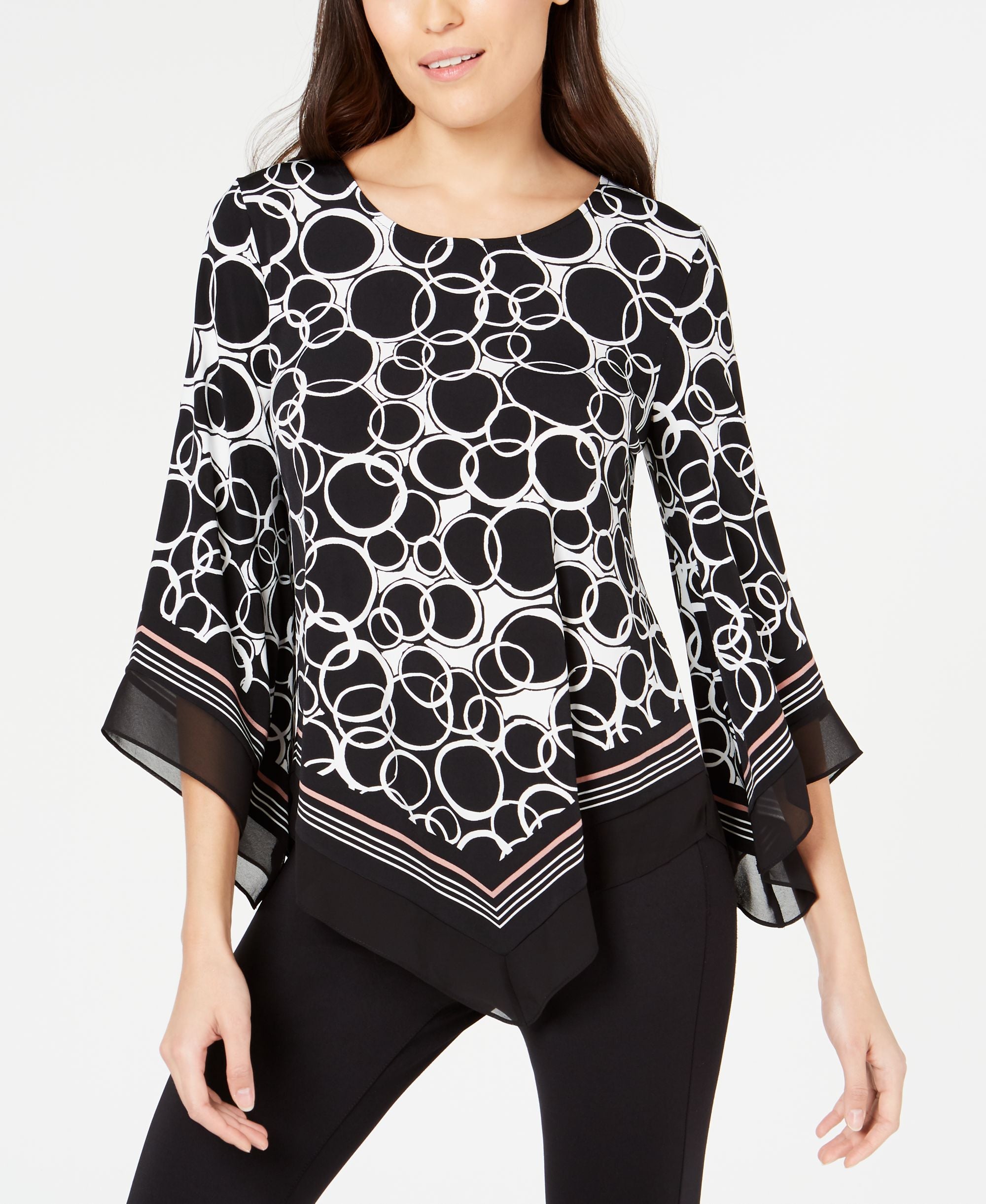 Alfani Petite Printed V Hem Top