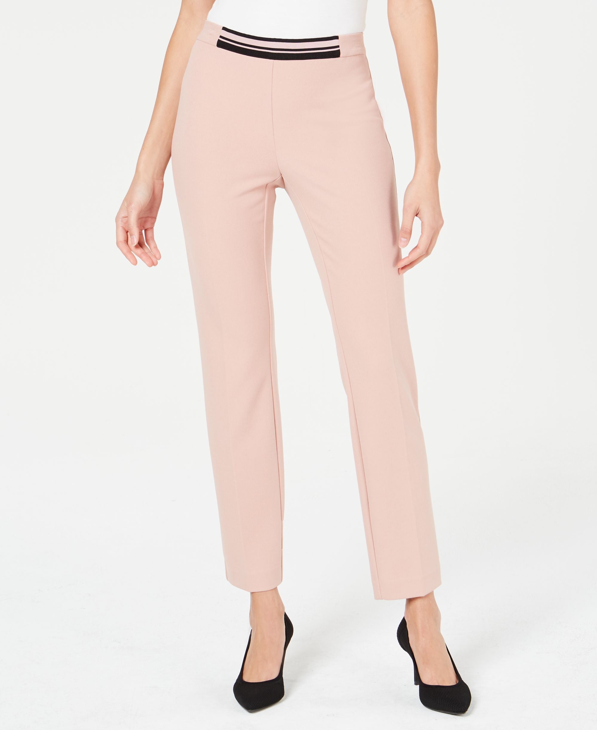 Alfani Contrast Waist Slim Leg Pants