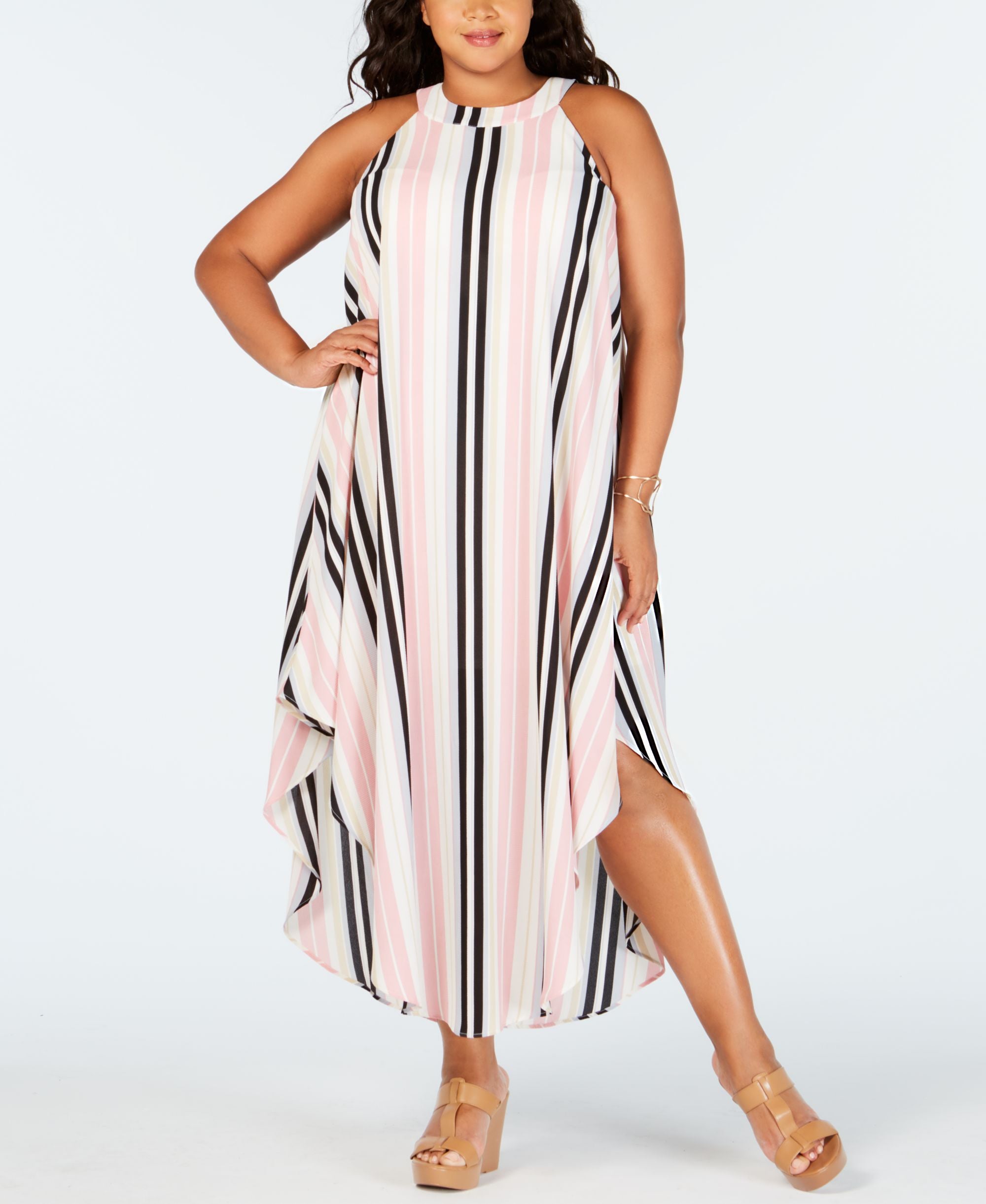 Trendy Plus Size Striped Maxi Dress