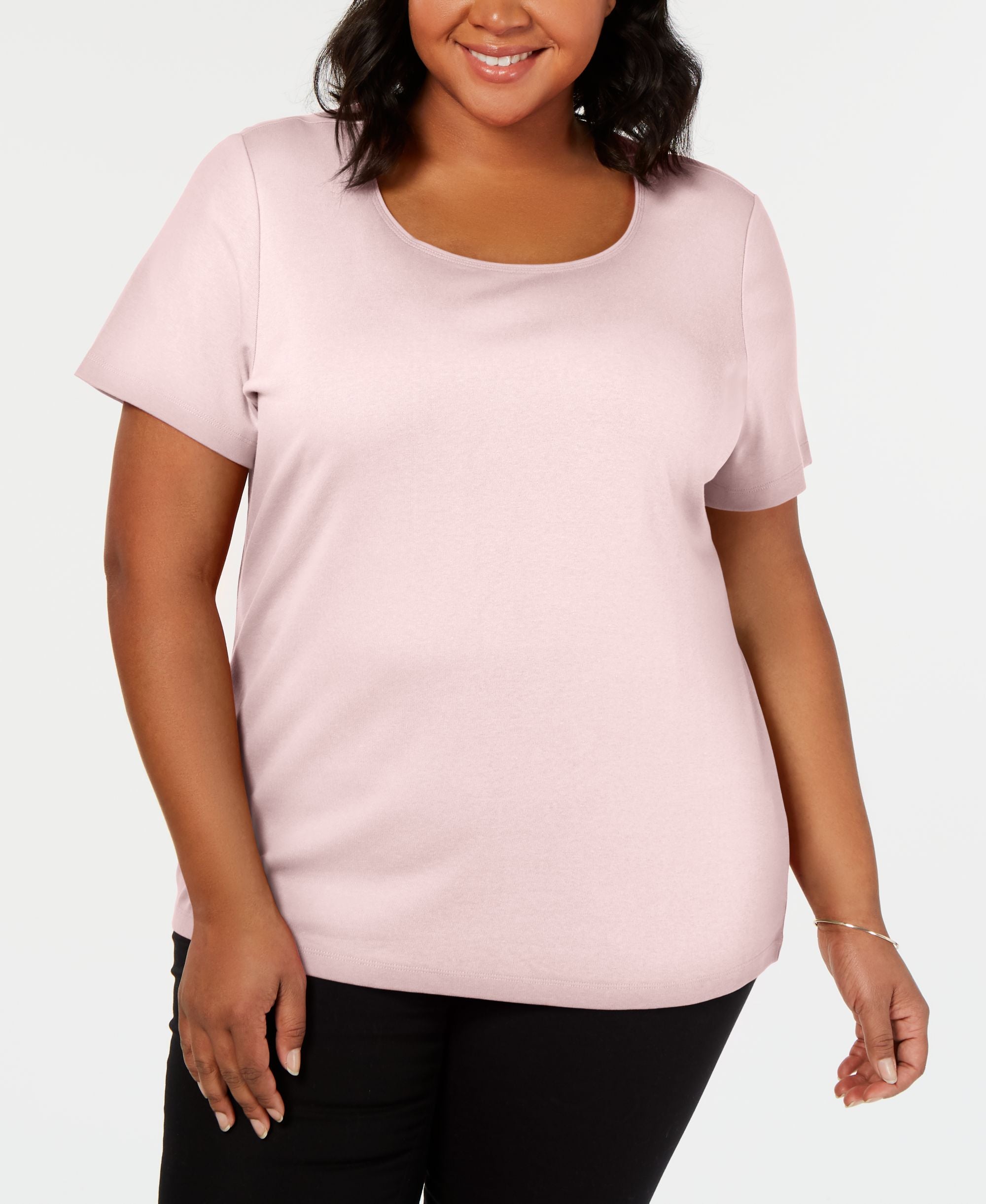 Plus Size Short Sleeve Scoop-Neck Top