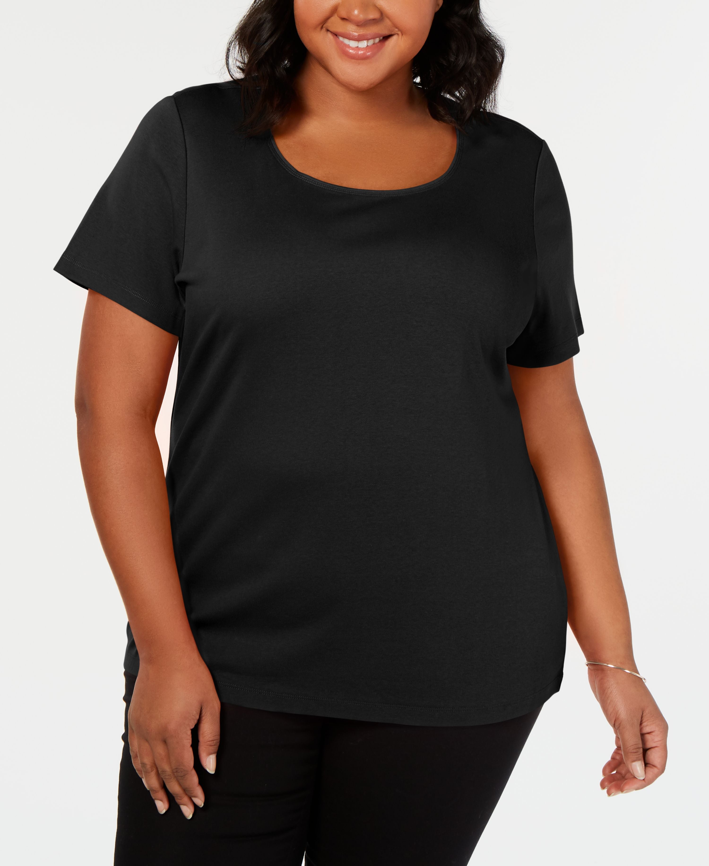 Plus Size Short Sleeve Scoop-Neck Top