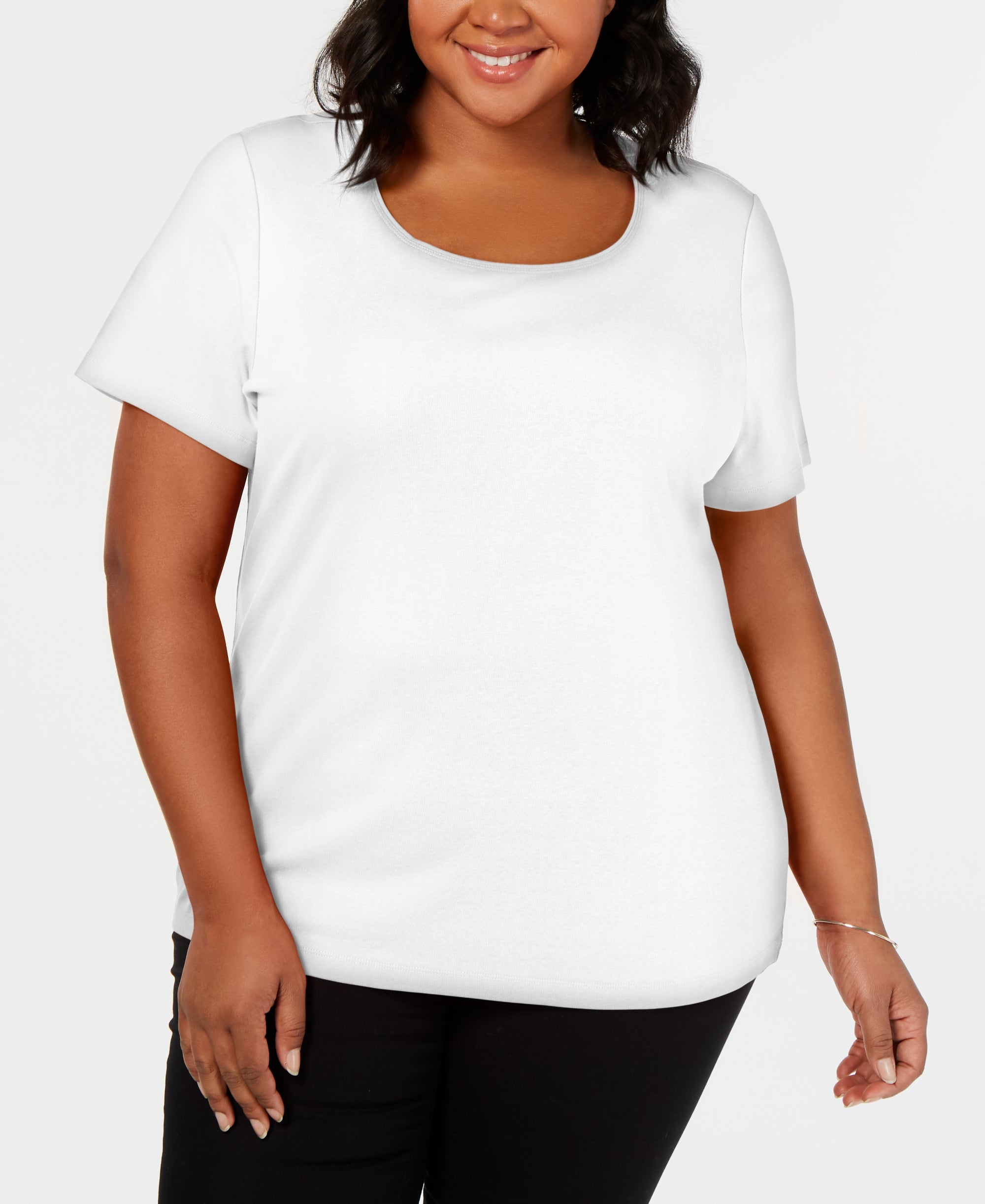 Plus Size Short Sleeve Scoop-Neck Top