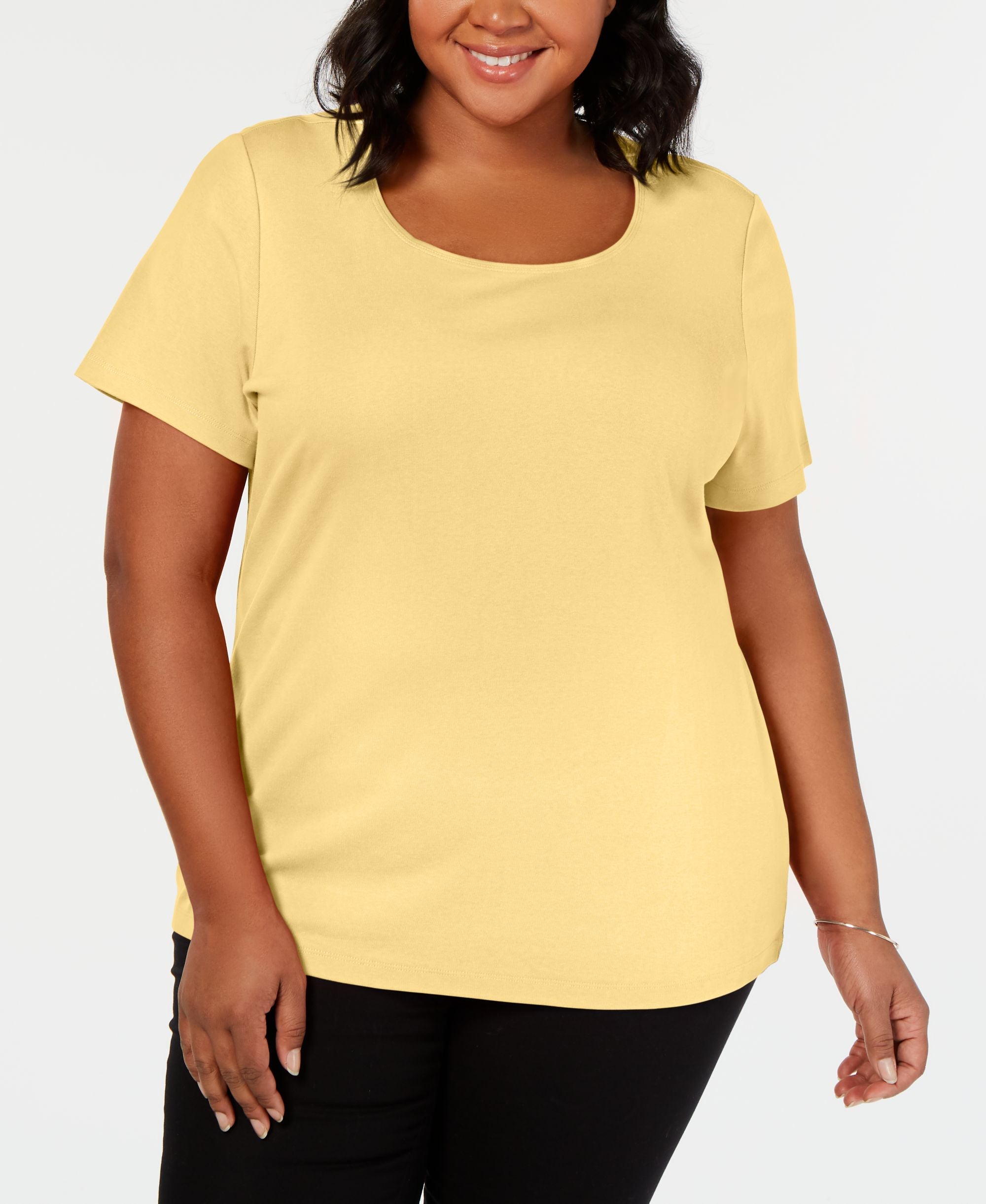 Plus Size Short Sleeve Scoop-Neck Top