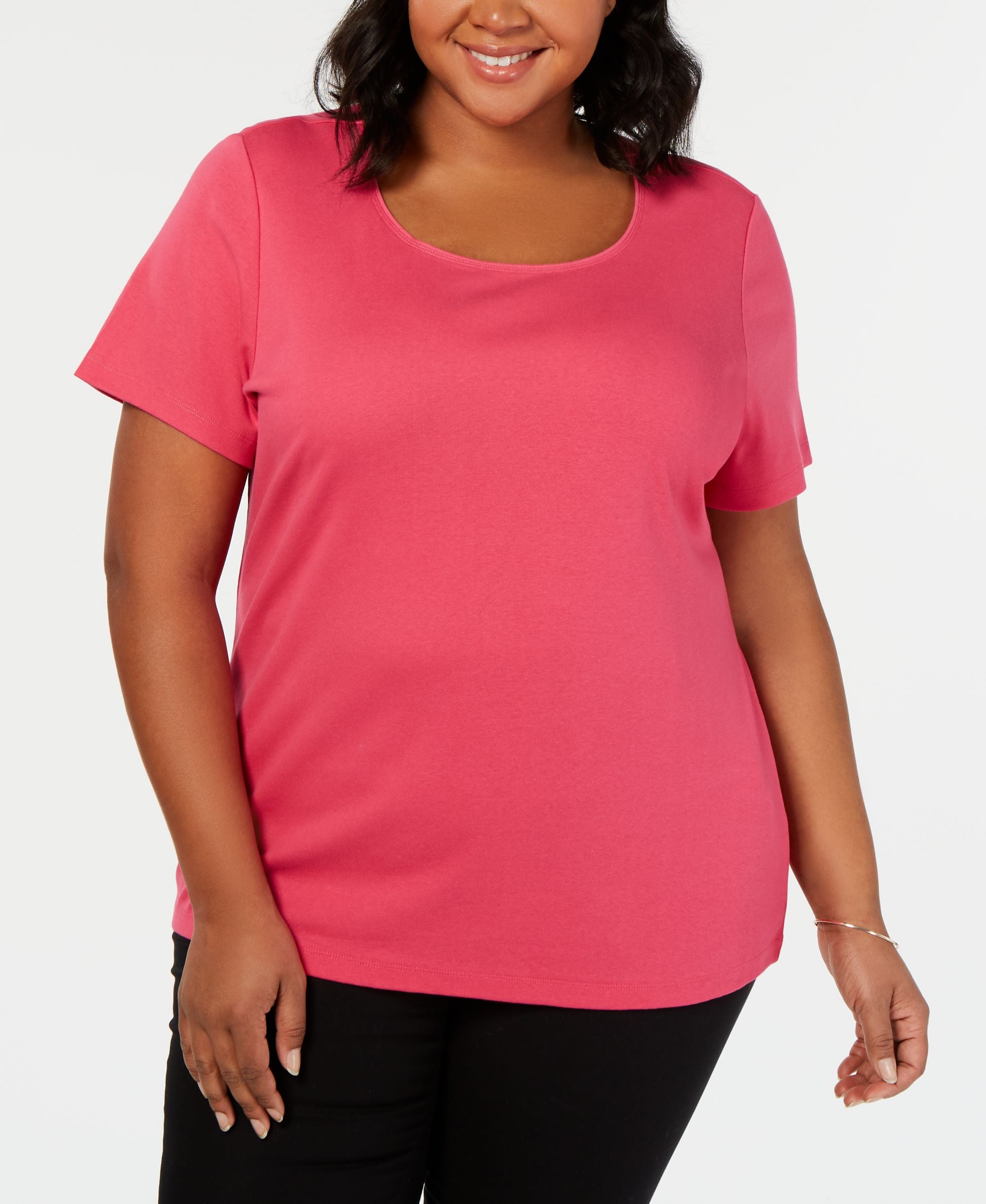 Plus Size Short Sleeve Scoop-Neck Top