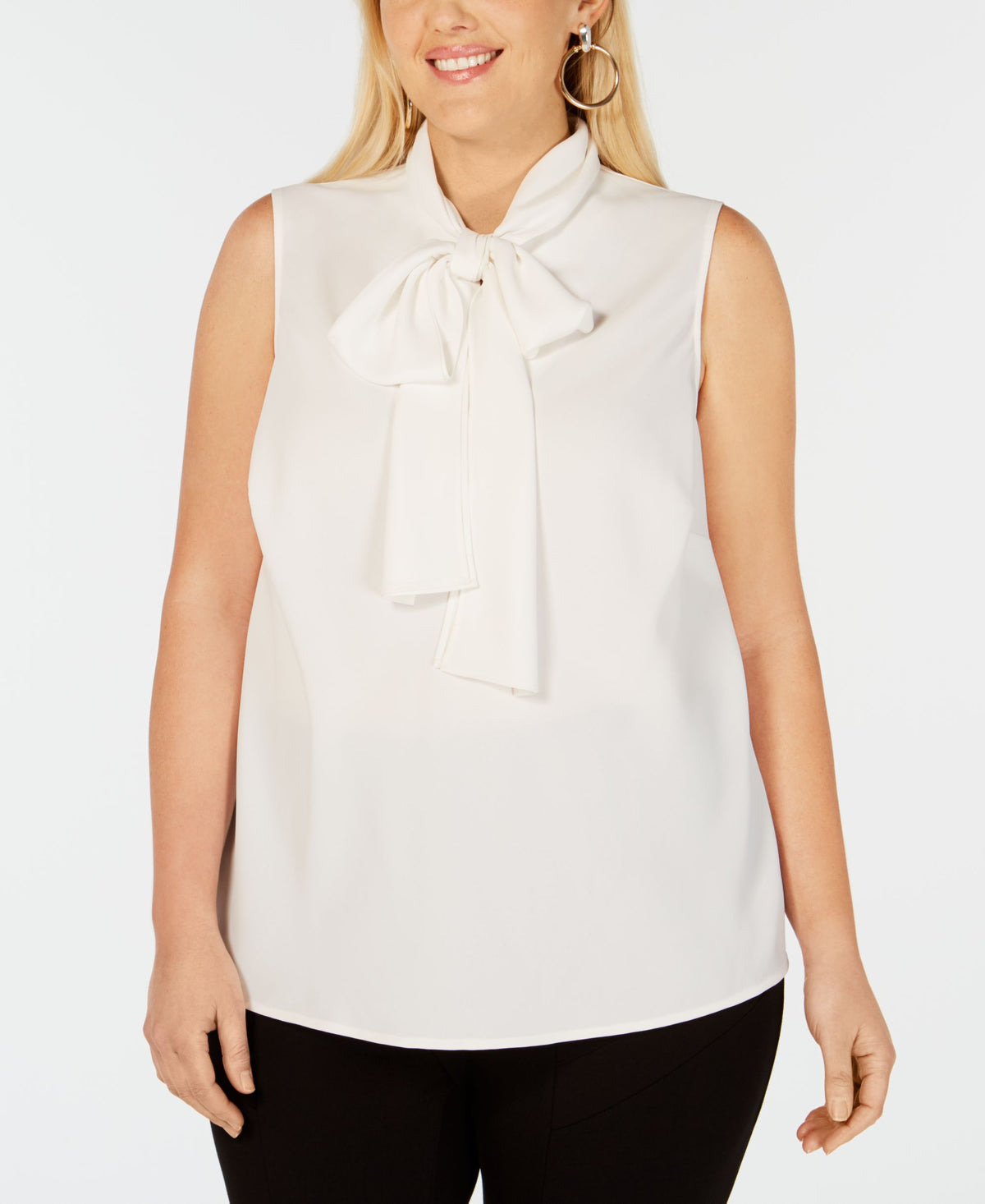 Bar III Trendy Plus Size Bow Neck Blouse