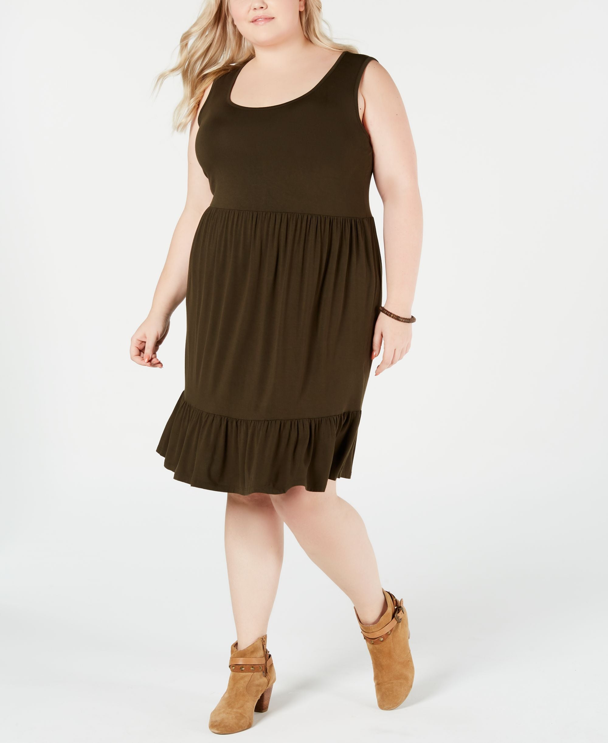 Plus Size Ruffle-Hem Sleeveless Dress