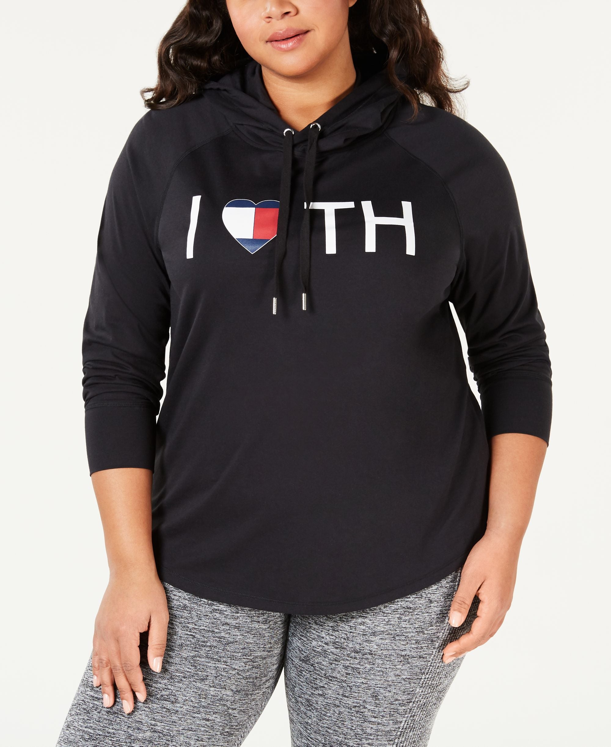 Tommy Hilfiger Sport Plus Size I Love Th Logo Hoodie
