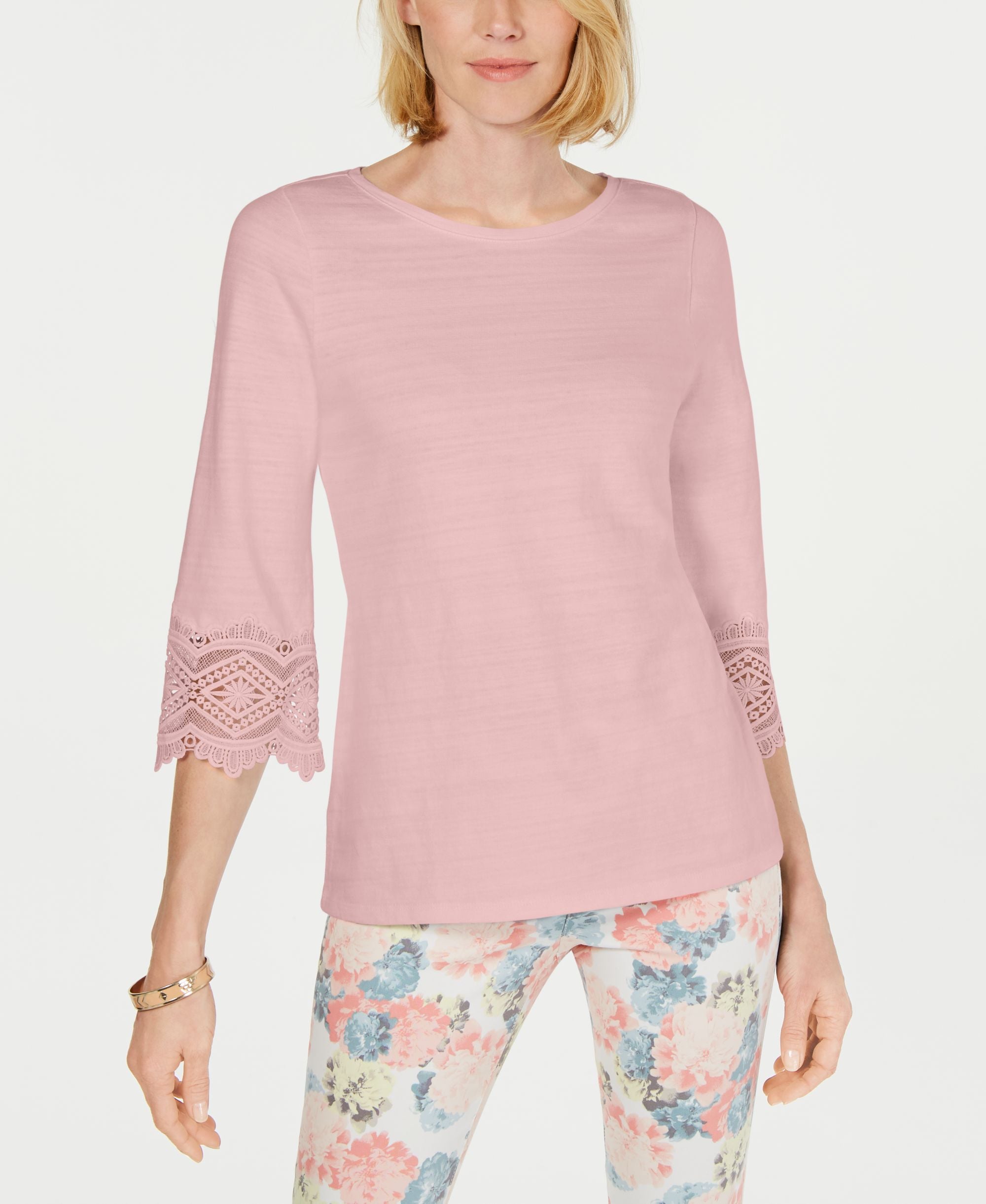 Cotton Lace-Trim Top