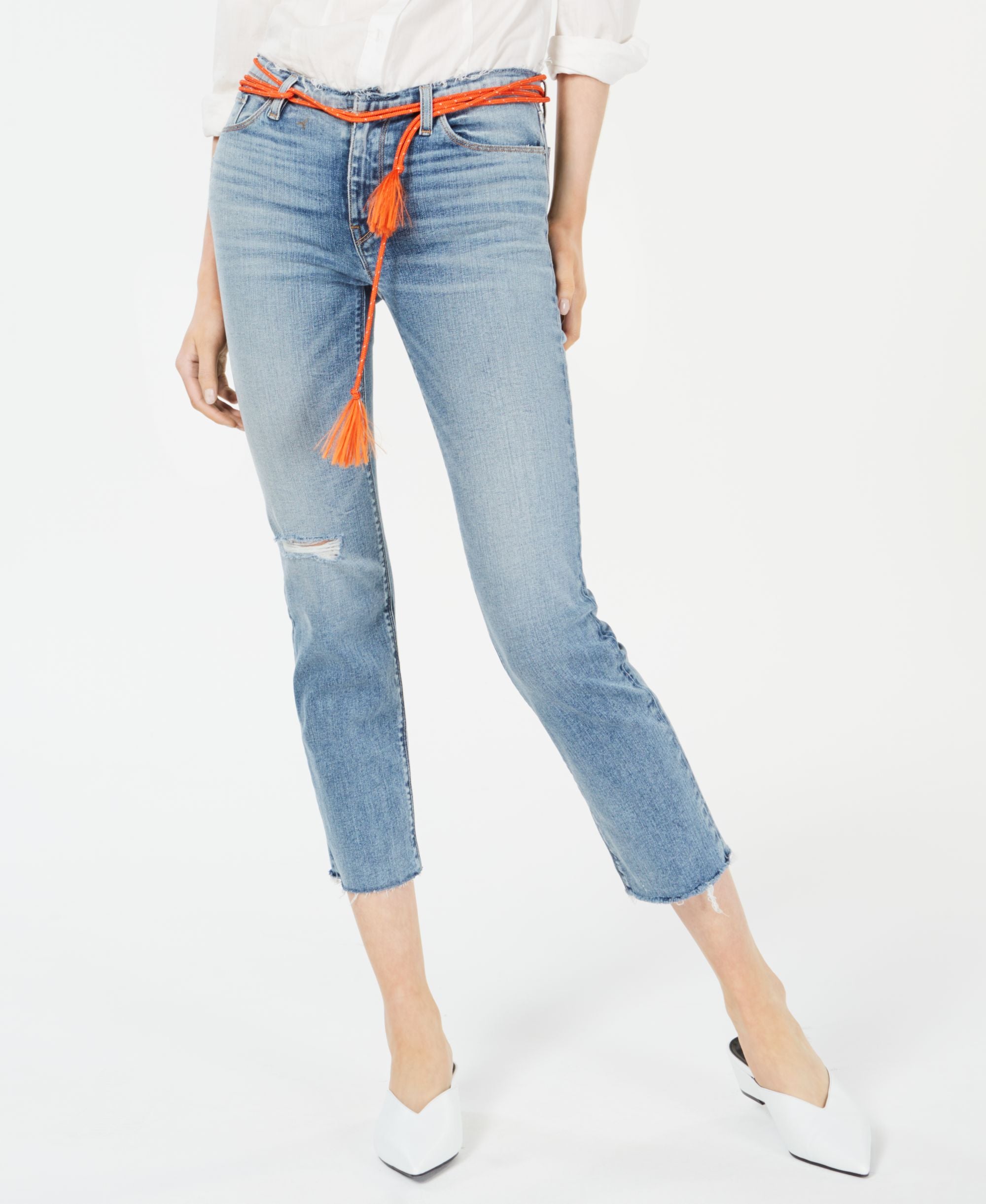 Hudson Jeans Barbara Belted Cropped Jeans