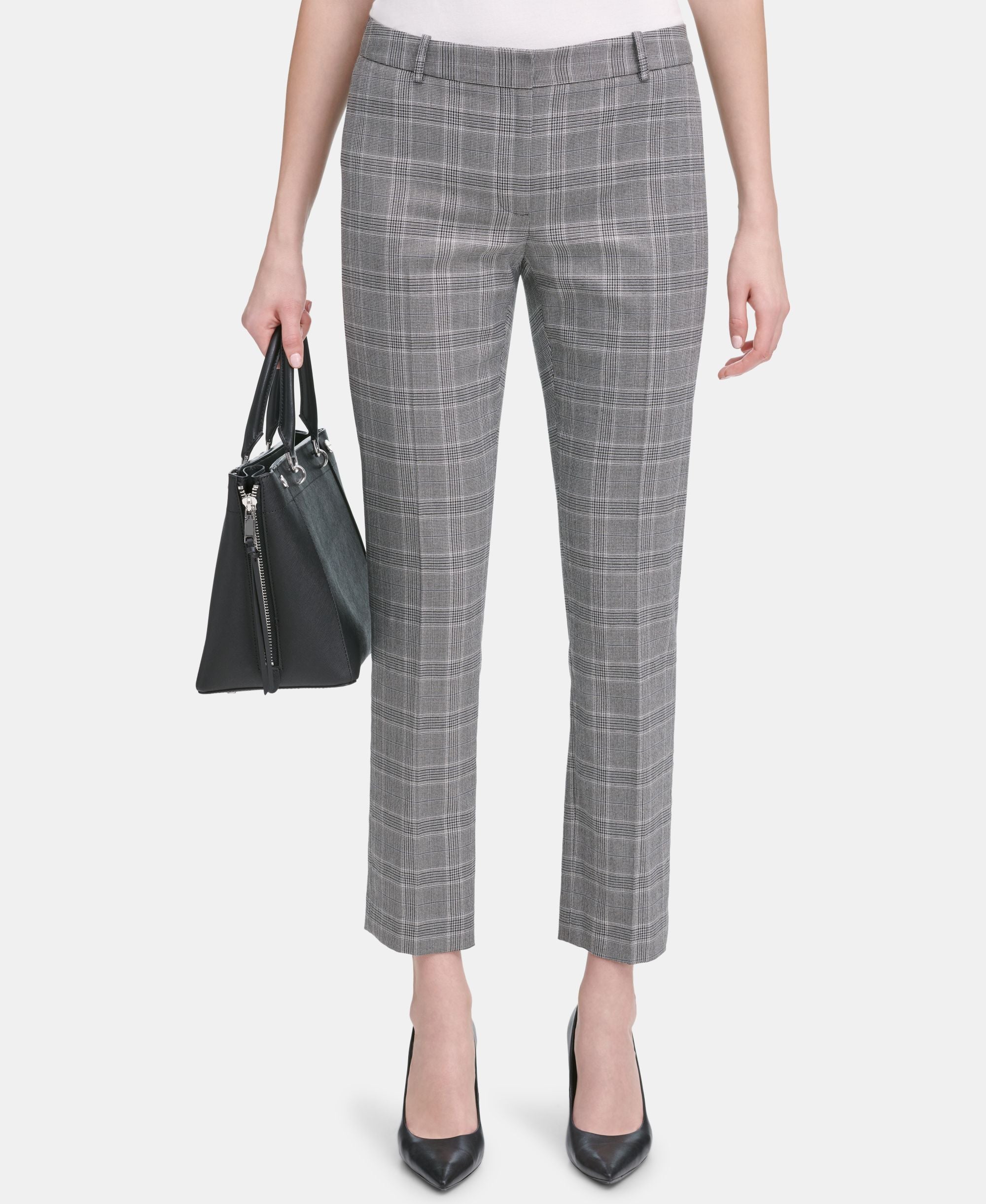 Calvin Klein Metallic Plaid Straight Leg Pants
