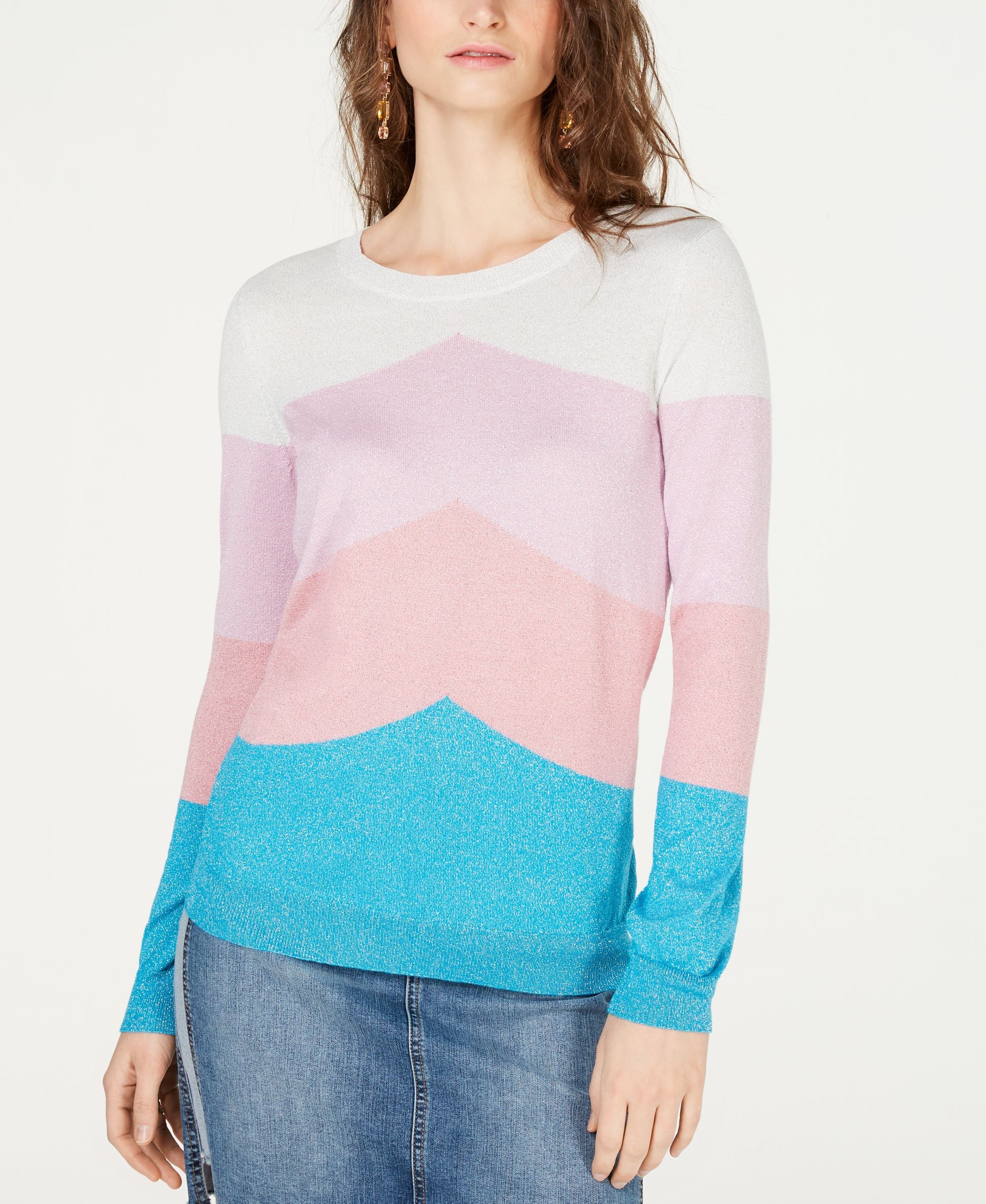 Colorblocked Metallic Sweater