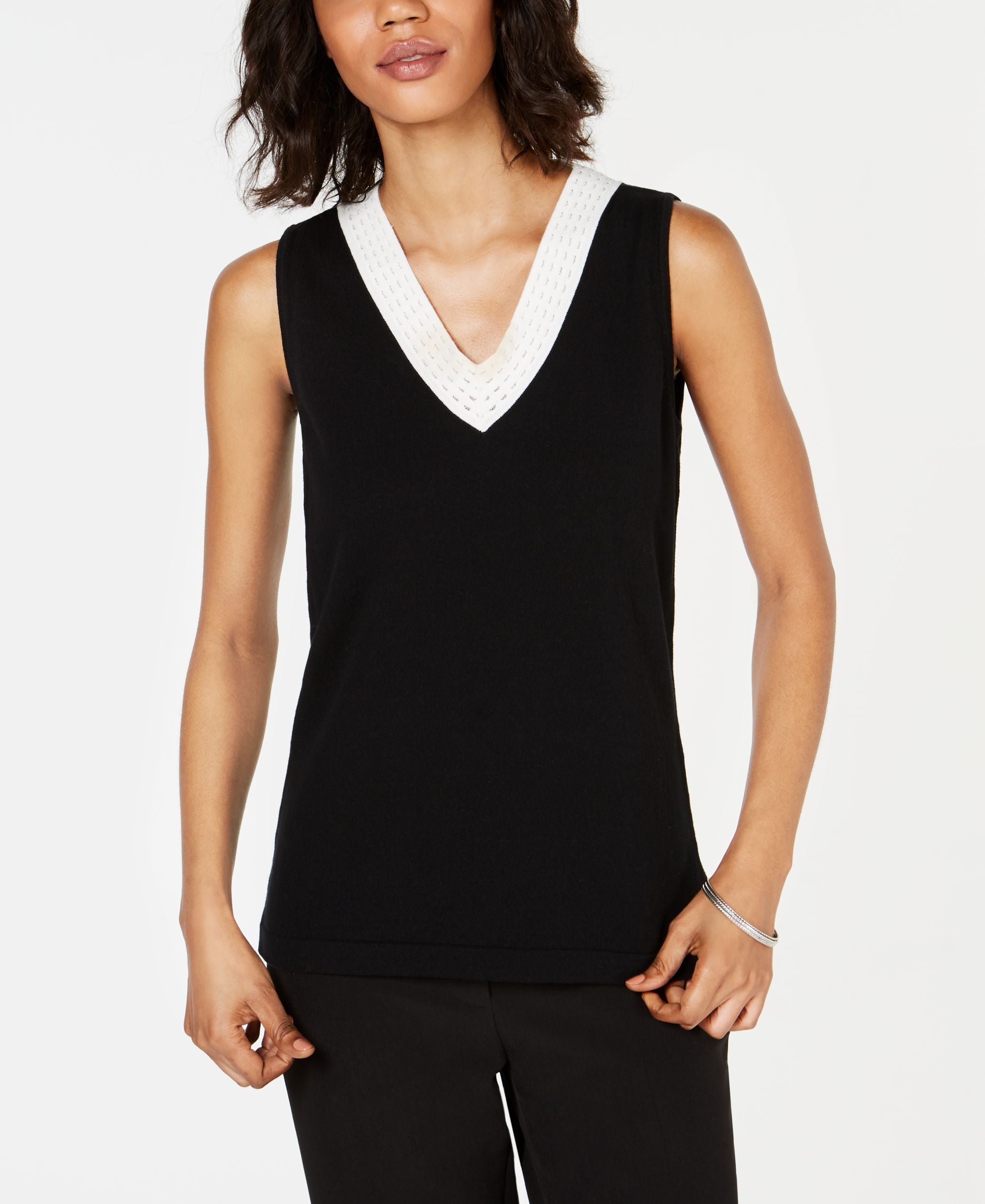 Sleeveless V-Neck Colorblocked Top