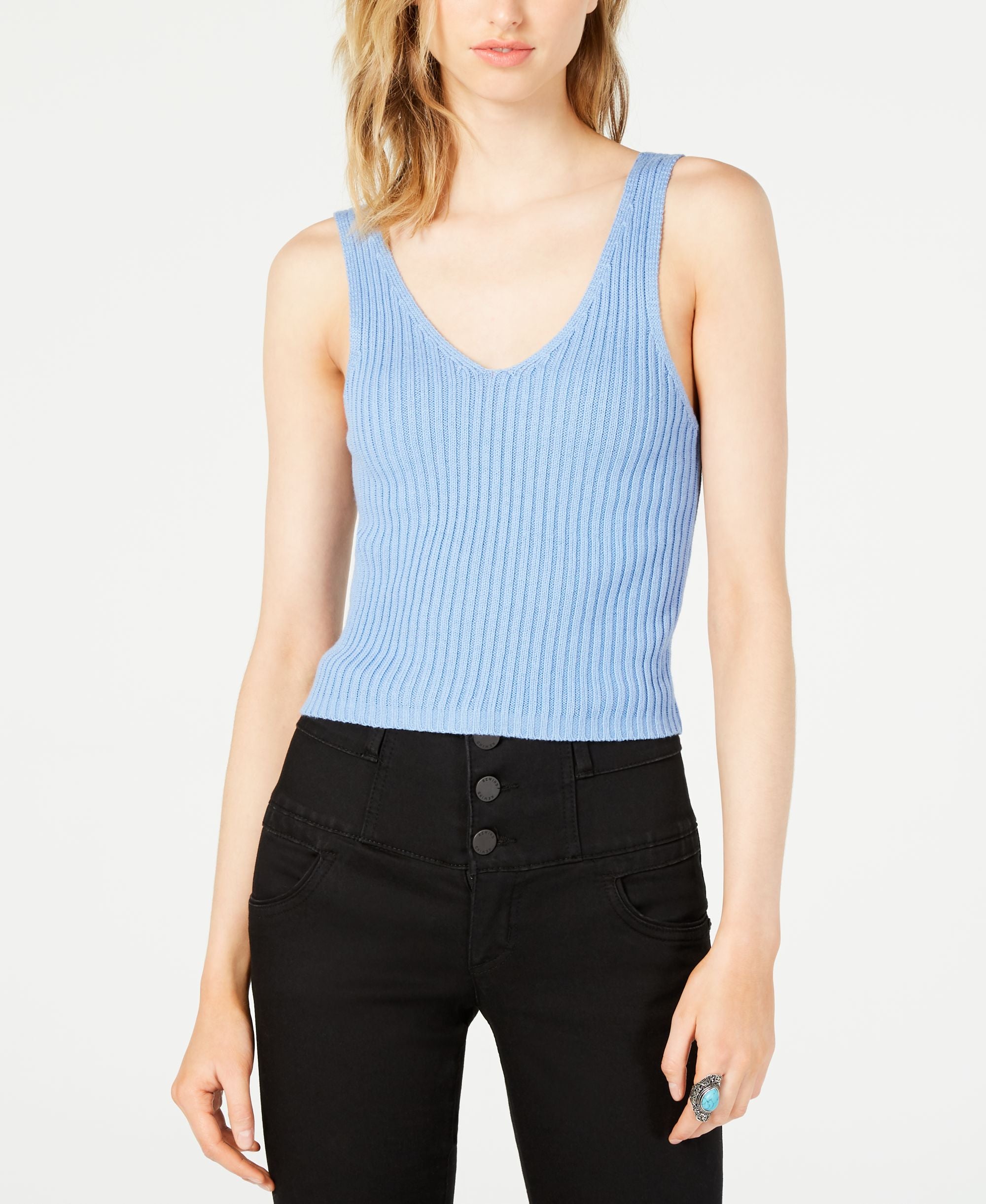 Ribbed-Knit Cropped Tank Top