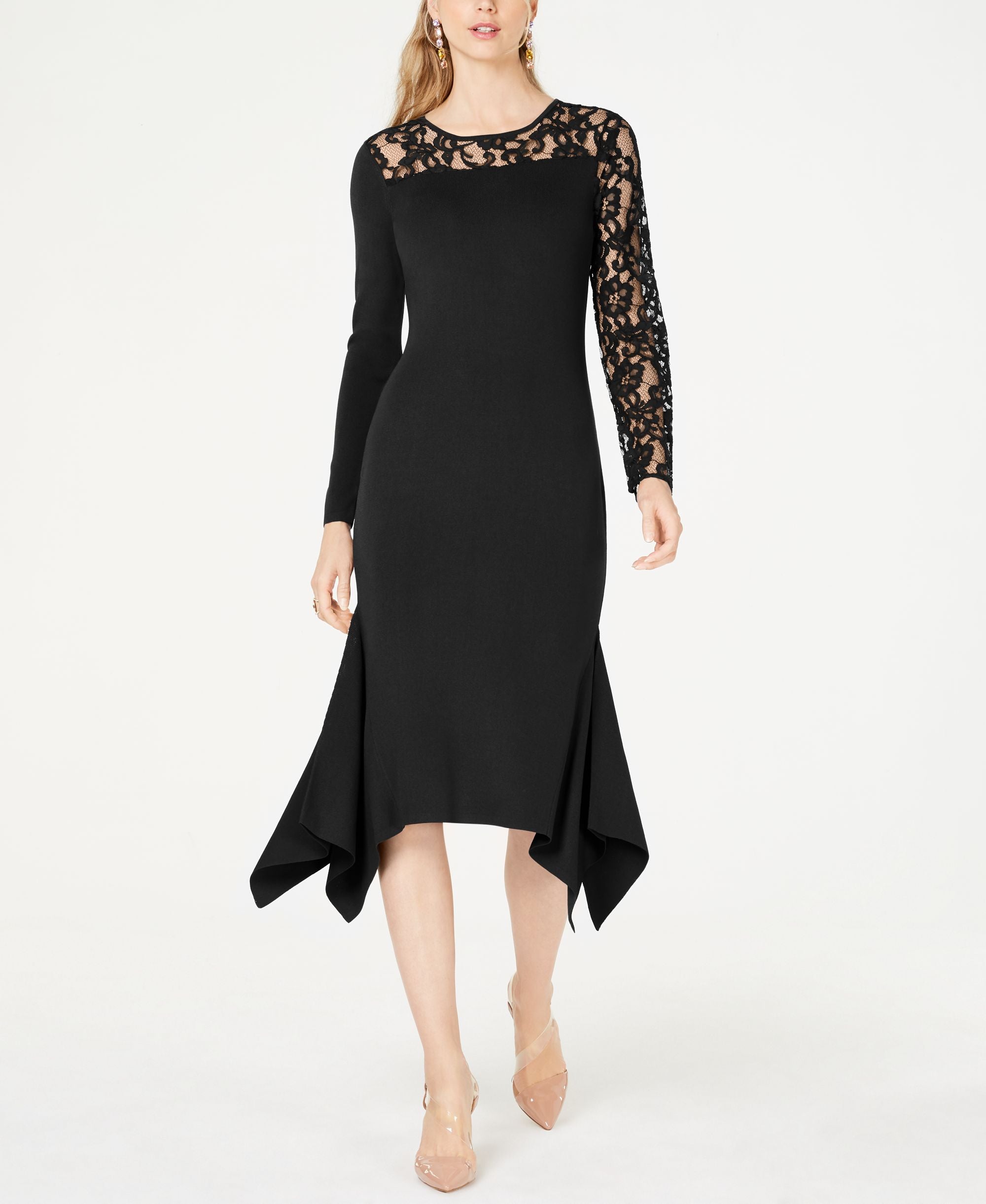 Petite Lace Inset Sweater Dress
