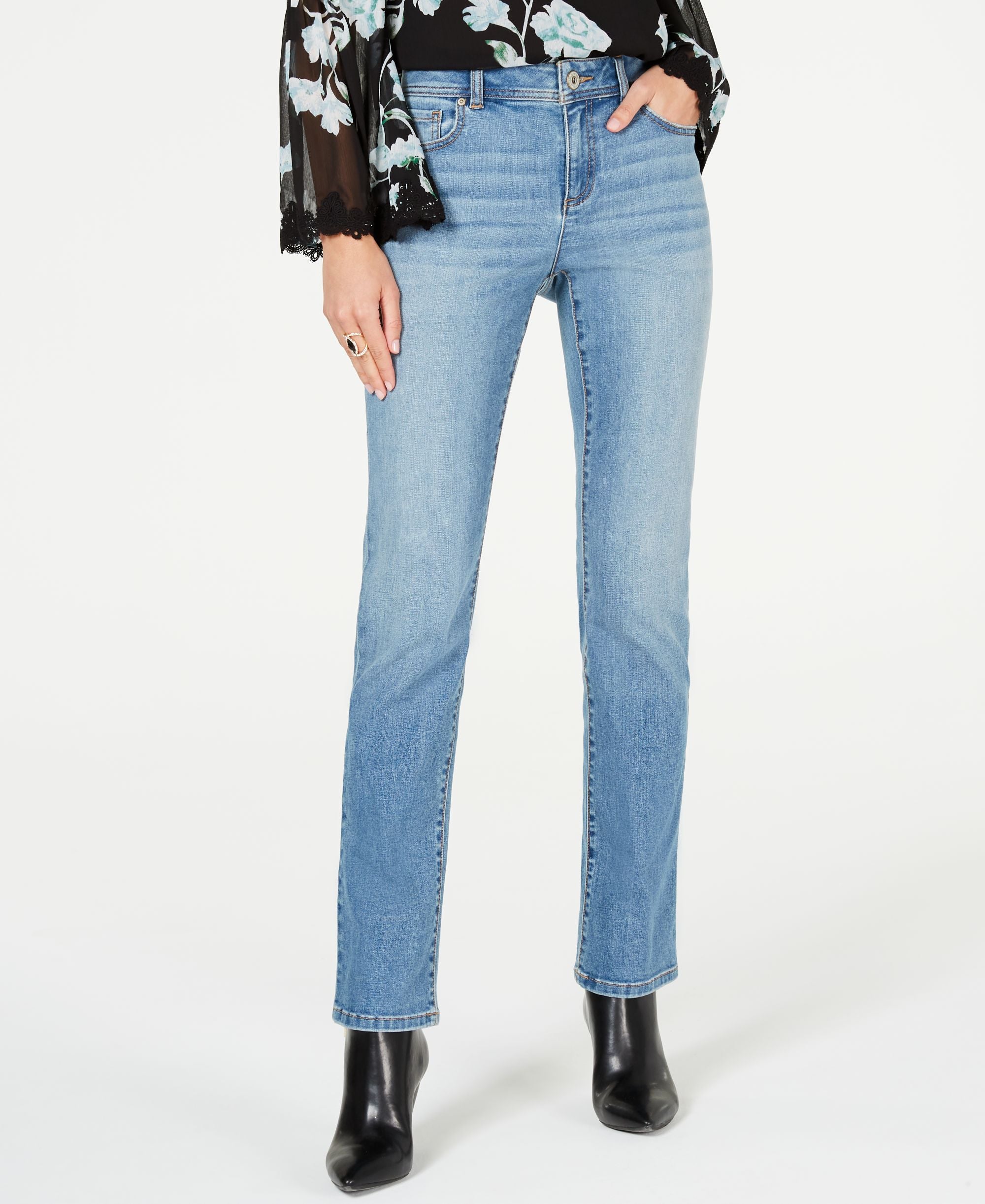 INC Curvy Five-Pocket Straight-Leg Jeans