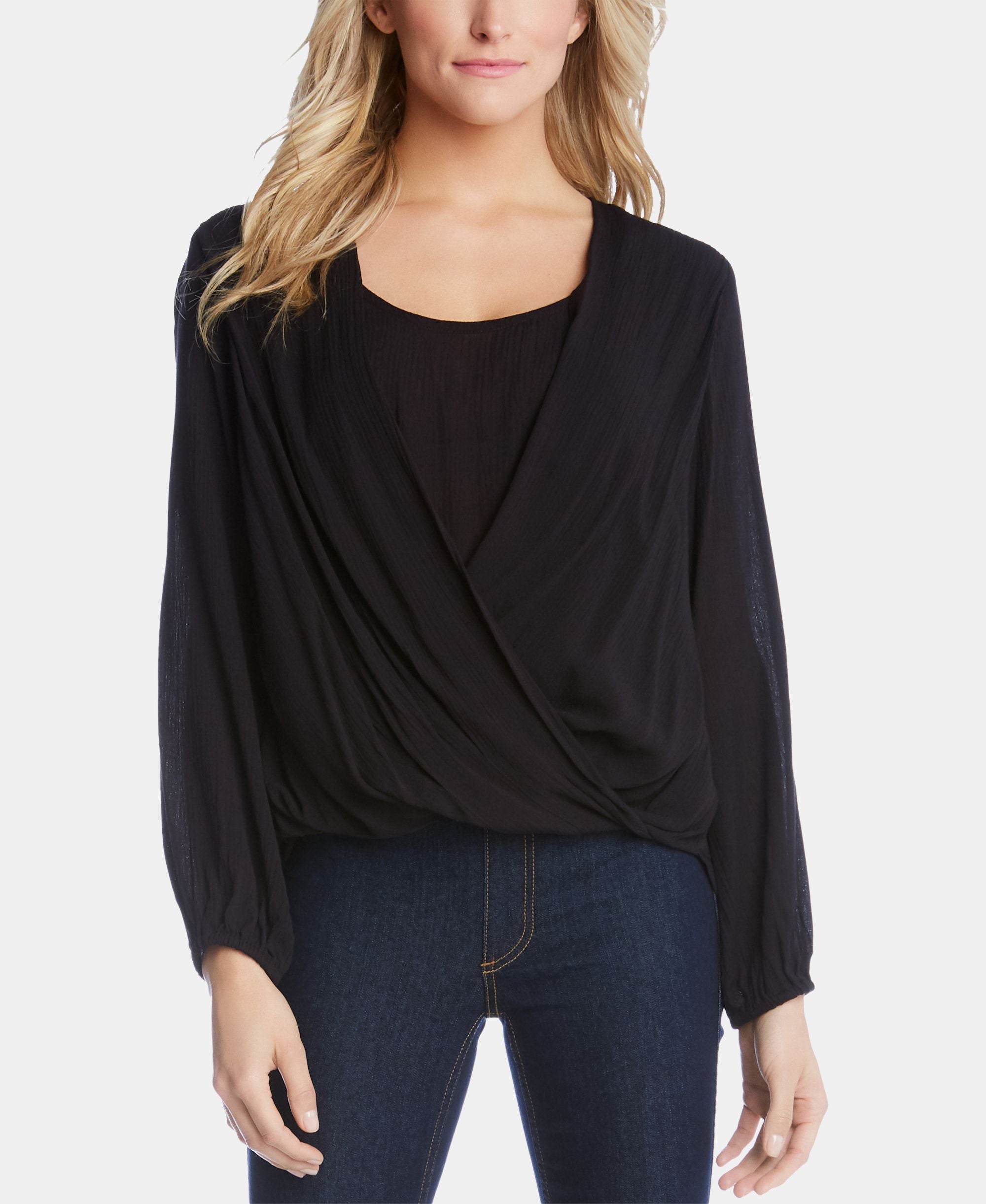 Karen Kane Layered Look Draped Front Top