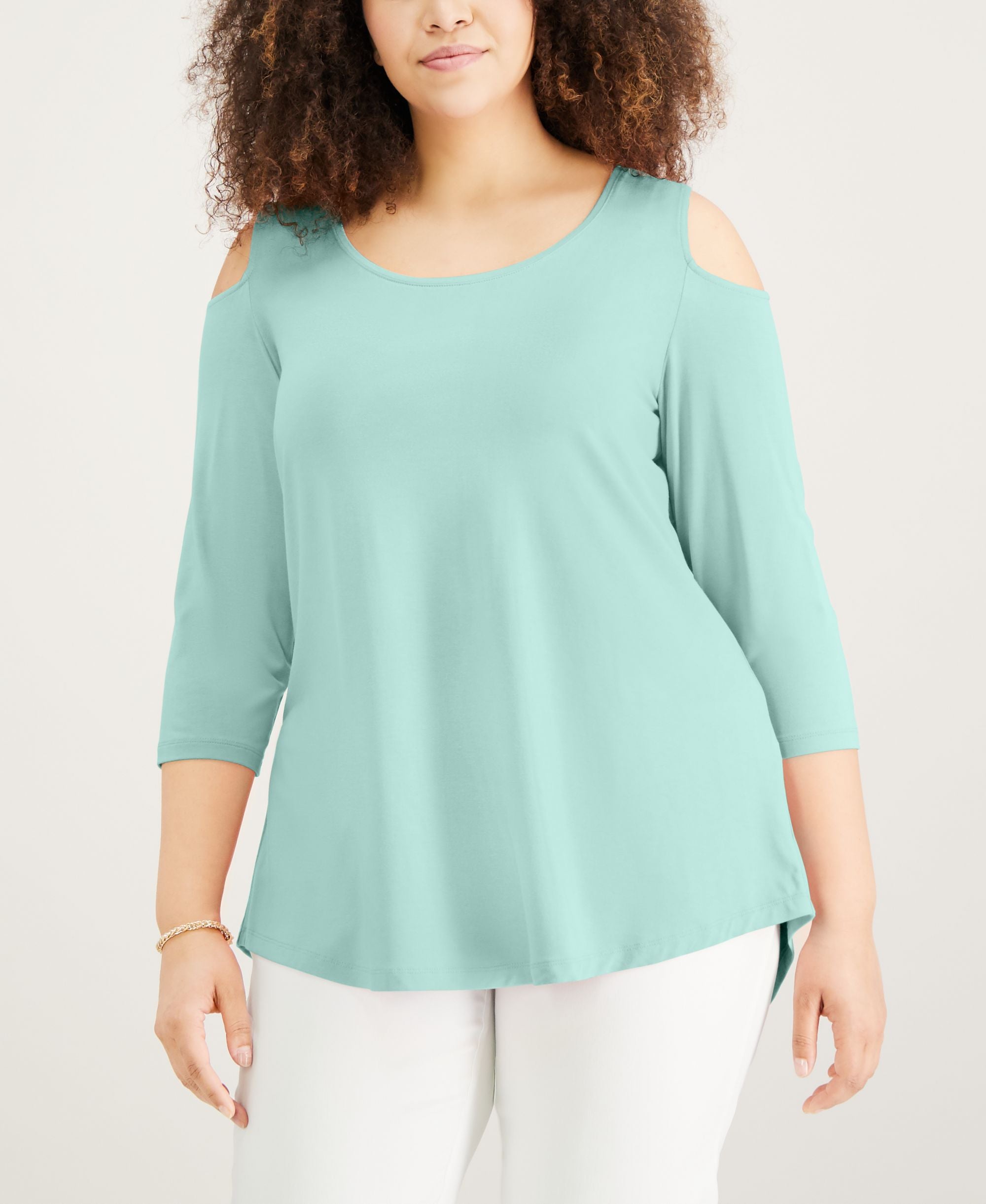 JM Collection Plus Size Cold Shoulder Top
