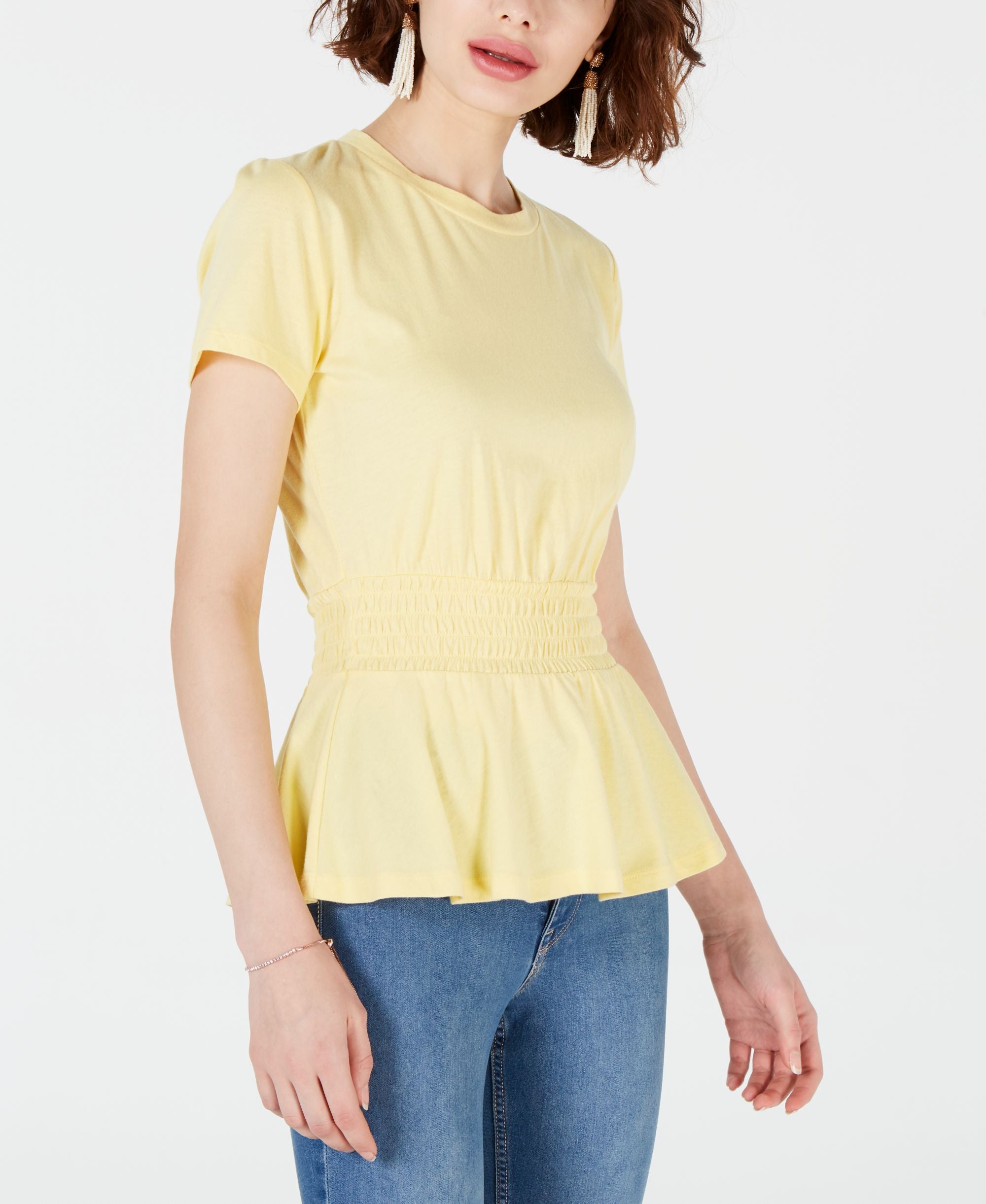 Maison Jules Smocked Peplum Top