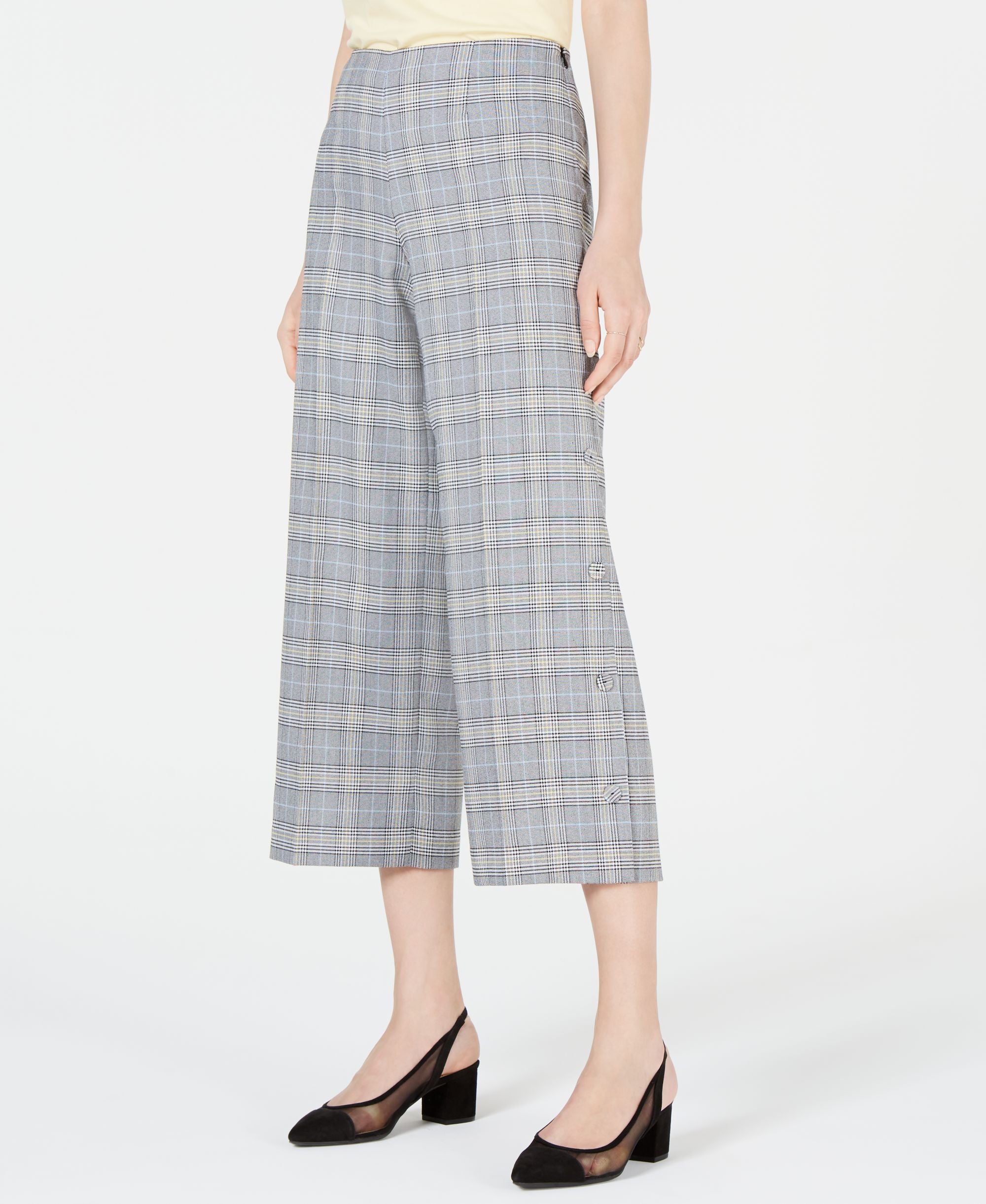 Bar III Plaid Wide Leg Pants